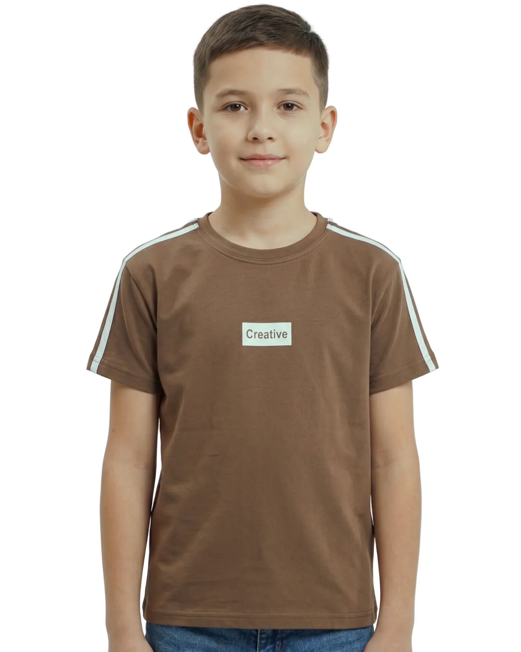 Boy`s Printed T-Shirt – Over Size-Short Sleeve-Brown