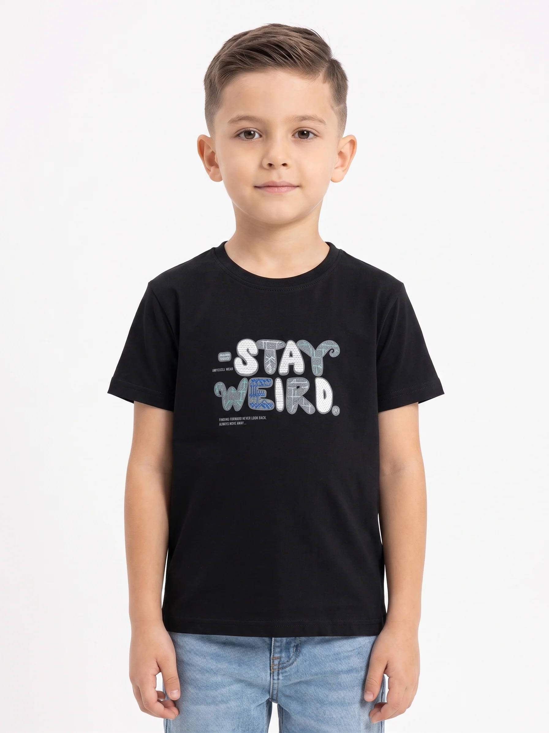 Boy`s Printed T-Shirt – Short Sleeve -Black