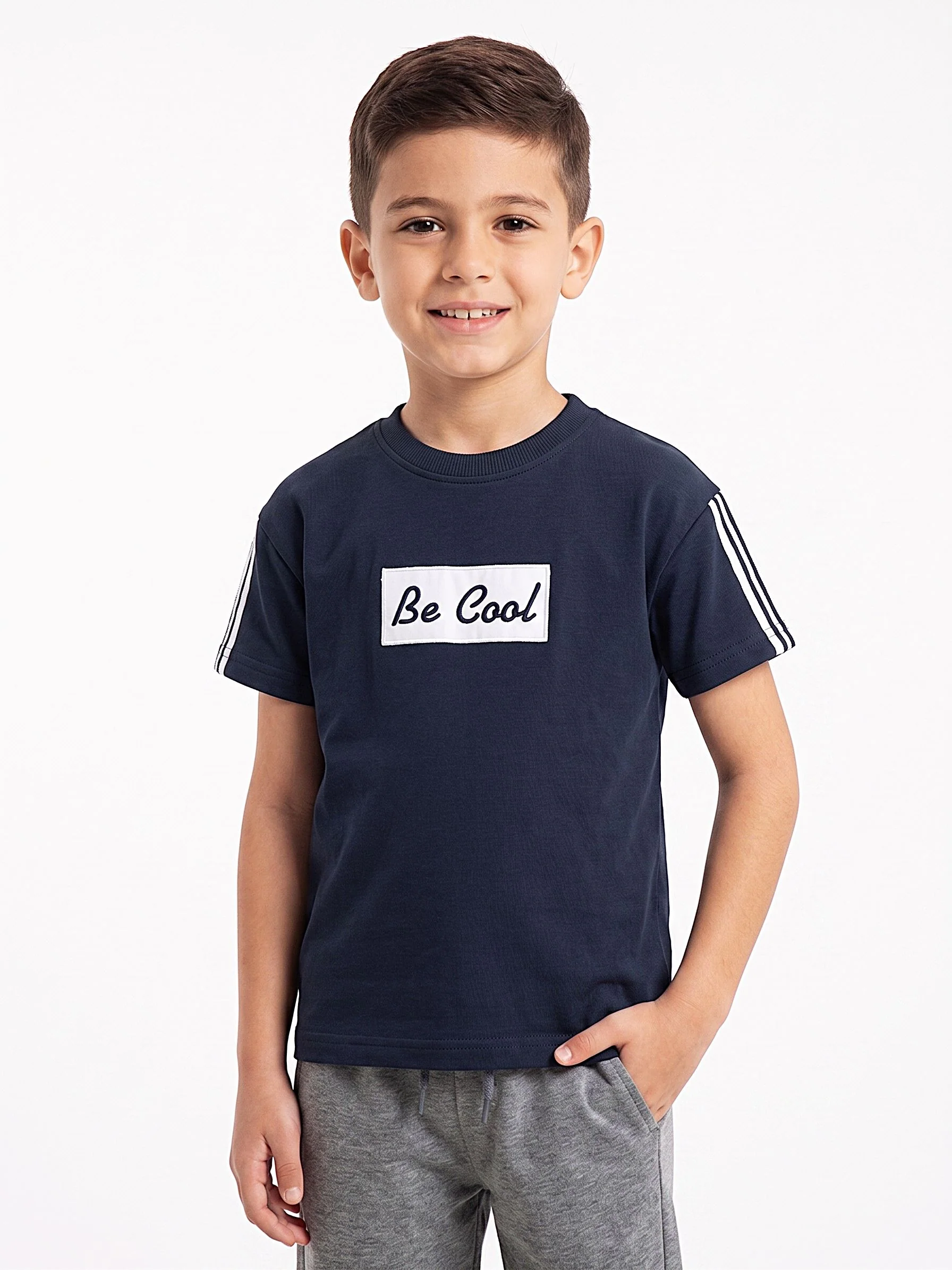 Boy`s Printed T-Shirt – Short Sleeve-Navy - Image 2