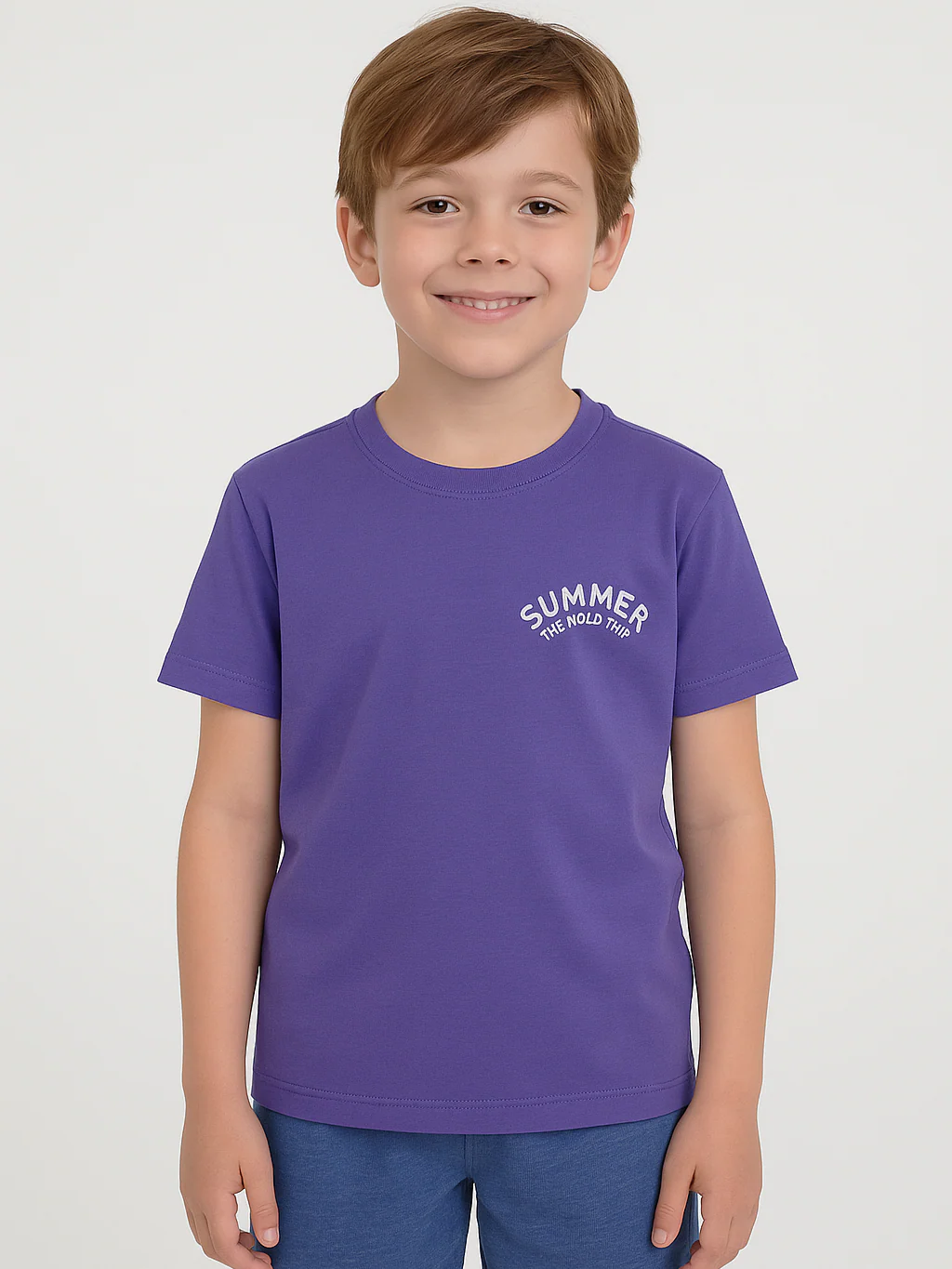 Boy`s Printed T-Shirt – Short Sleeve -Purple