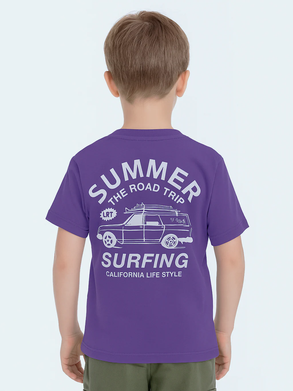 Boy`s Printed T-Shirt – Short Sleeve -Purple - Image 2