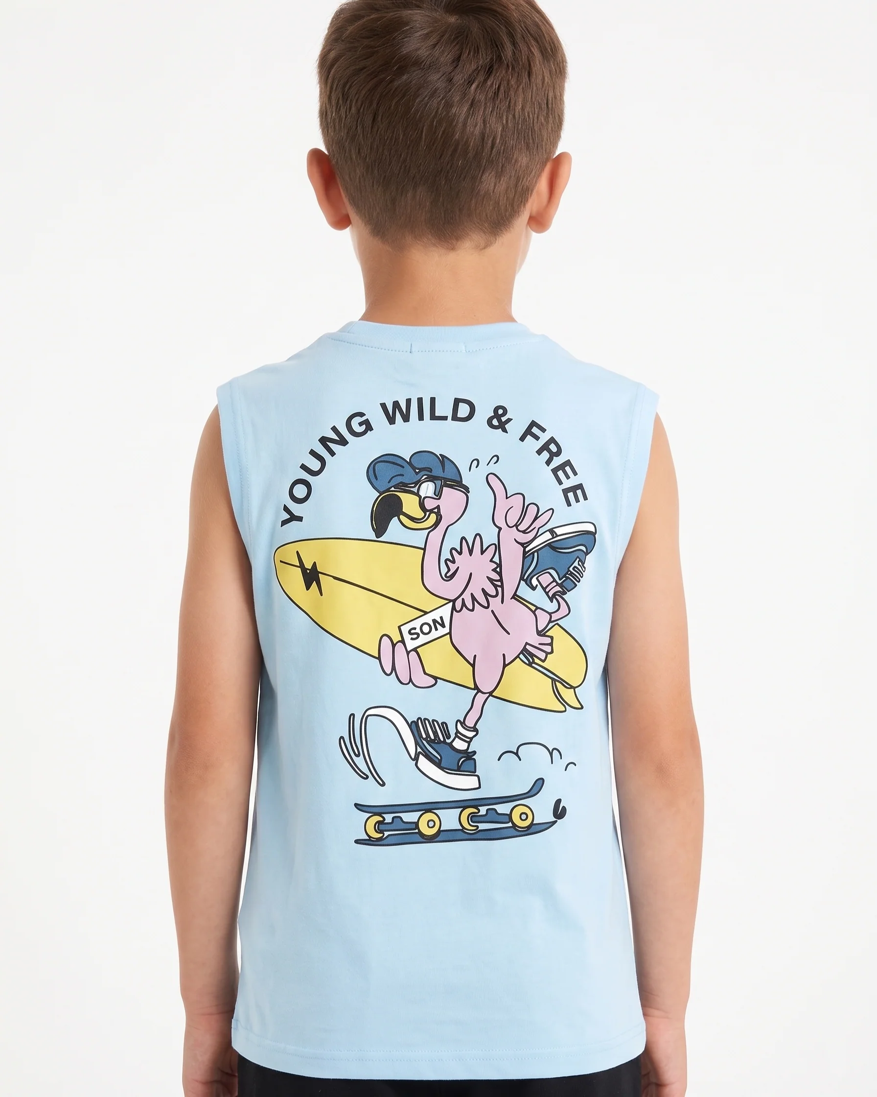 Boys' printed Cat t-shirt-Light Blue - Image 2