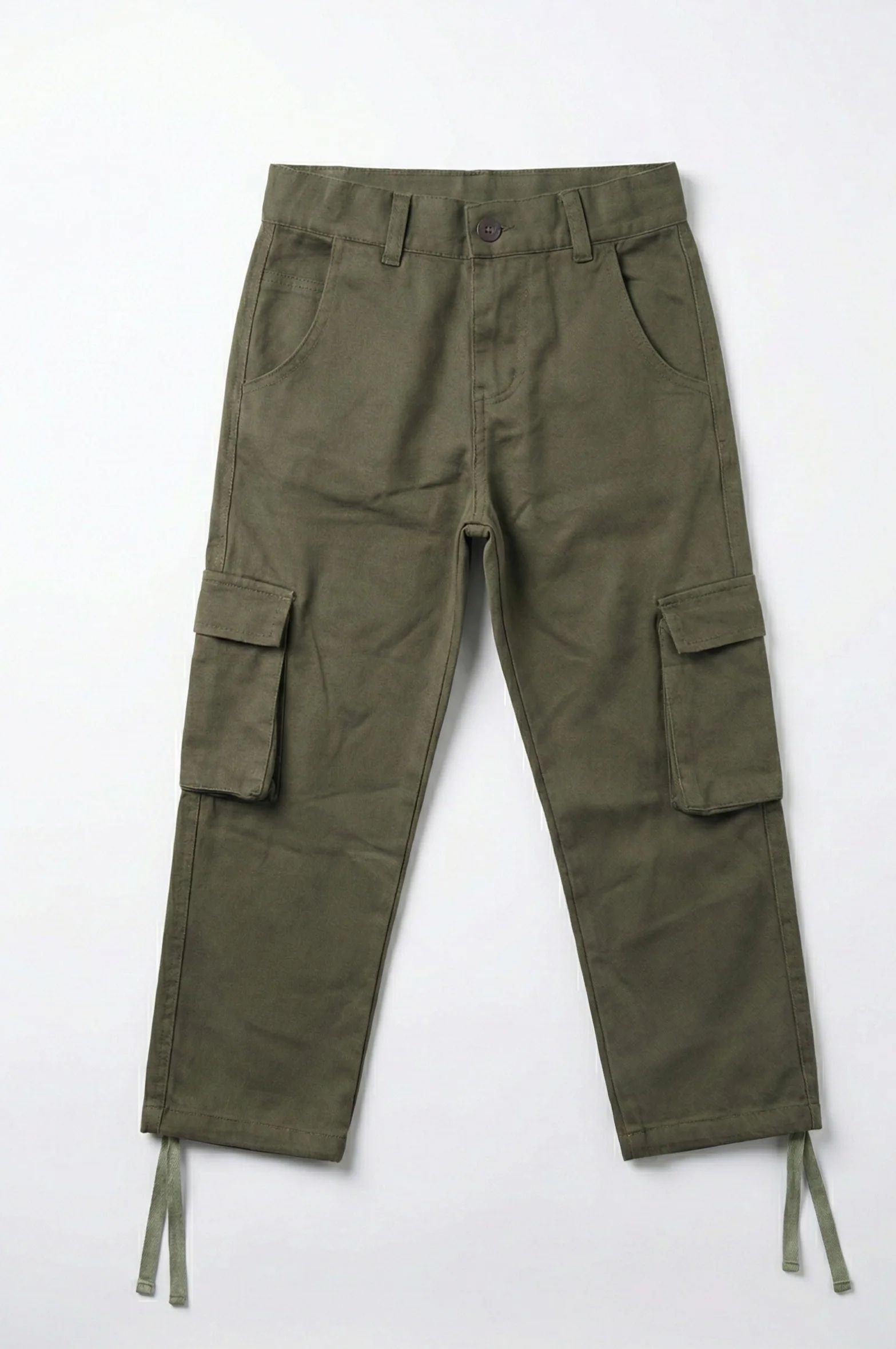 Boys' wide leg gabardine trousers - Olive