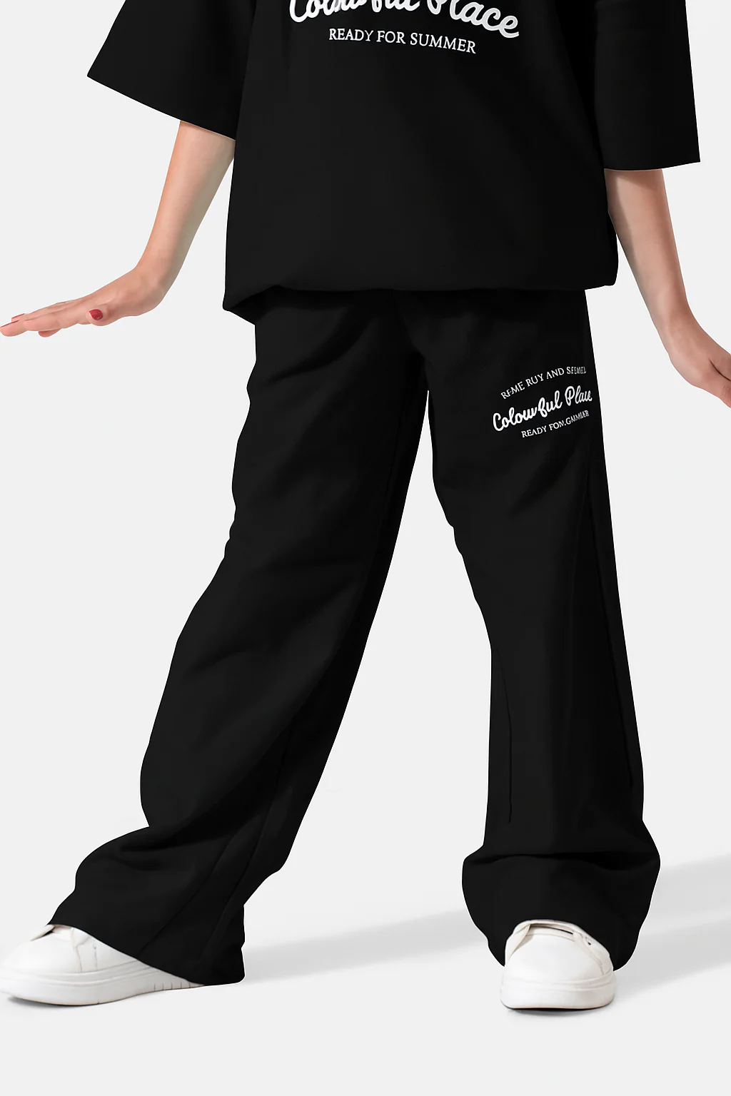 Girl`s Sweatpants Wide Leg Fashion - Image 3