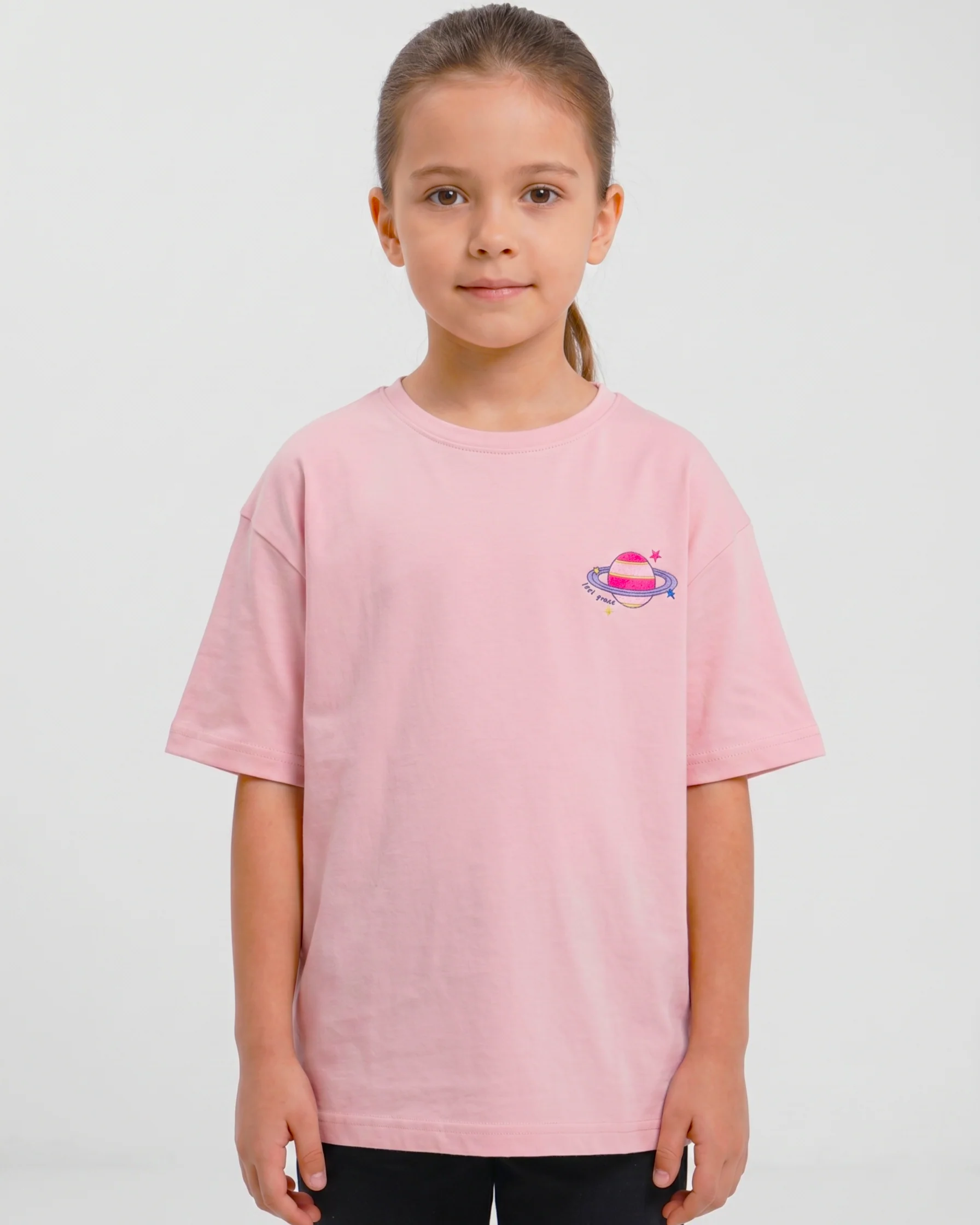 Girls' printed t-shirt-Over Size- Short Sleeve - Pink