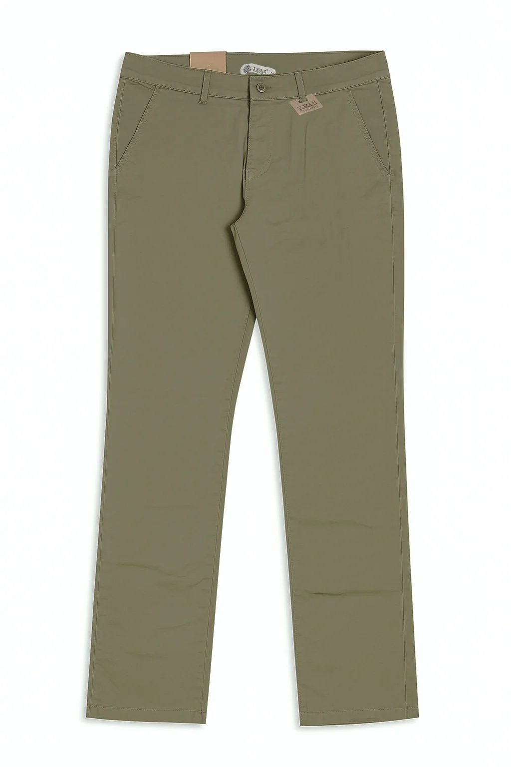 Men`s Gabardine Pants Slim Fit With Side Pockets-Olive