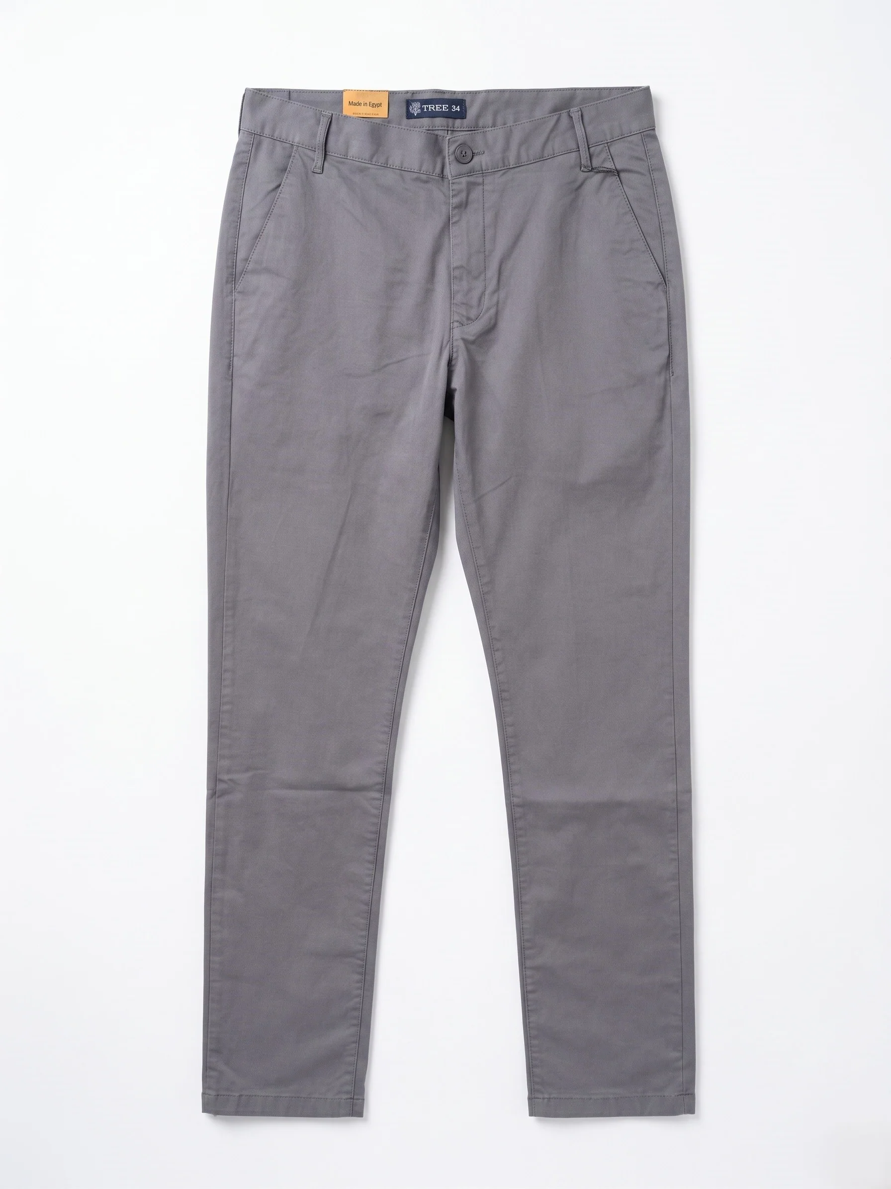 Men`s Gabardine Pants Slim Fit With Side Pockets-Gray
