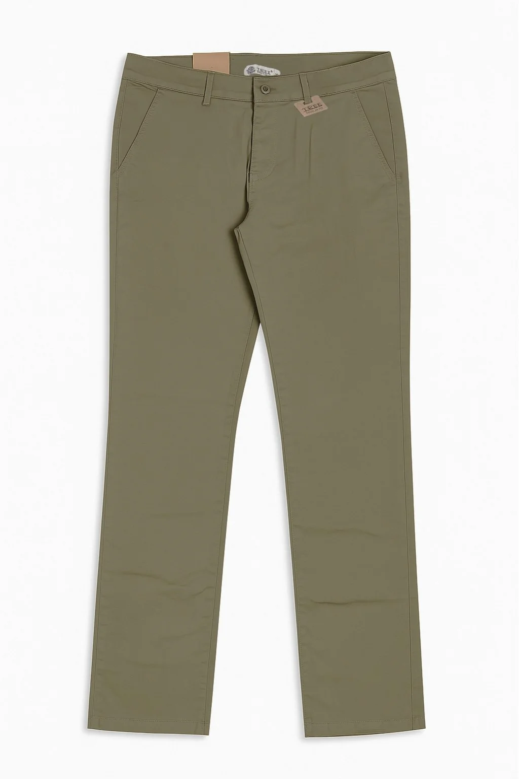 Men`s Gabardine Pants Regular Fit With Side Pockets-Olive