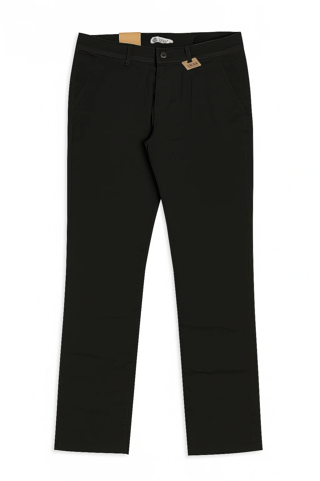 Men`s Gabardine Pants Regular Fit With Side Pockets-Black