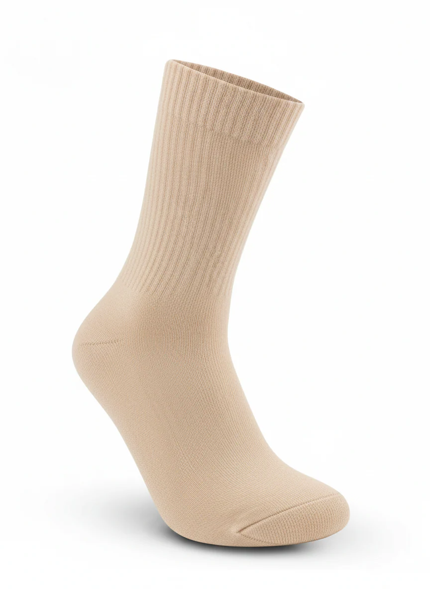 Men’s Long Sports Socks – Full Terry (Beige)
