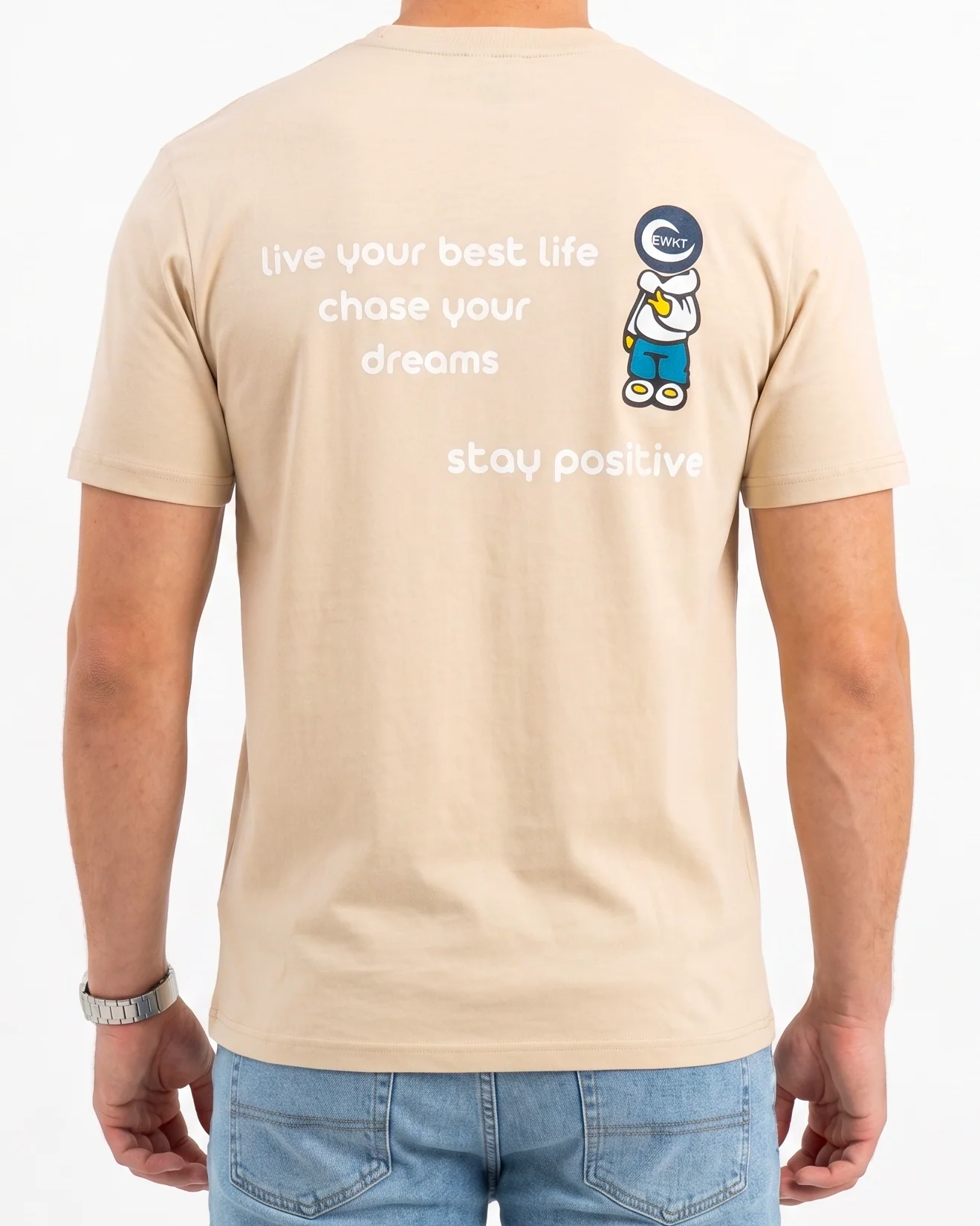 Men`s Printed T-Shirt –Beige - Image 2