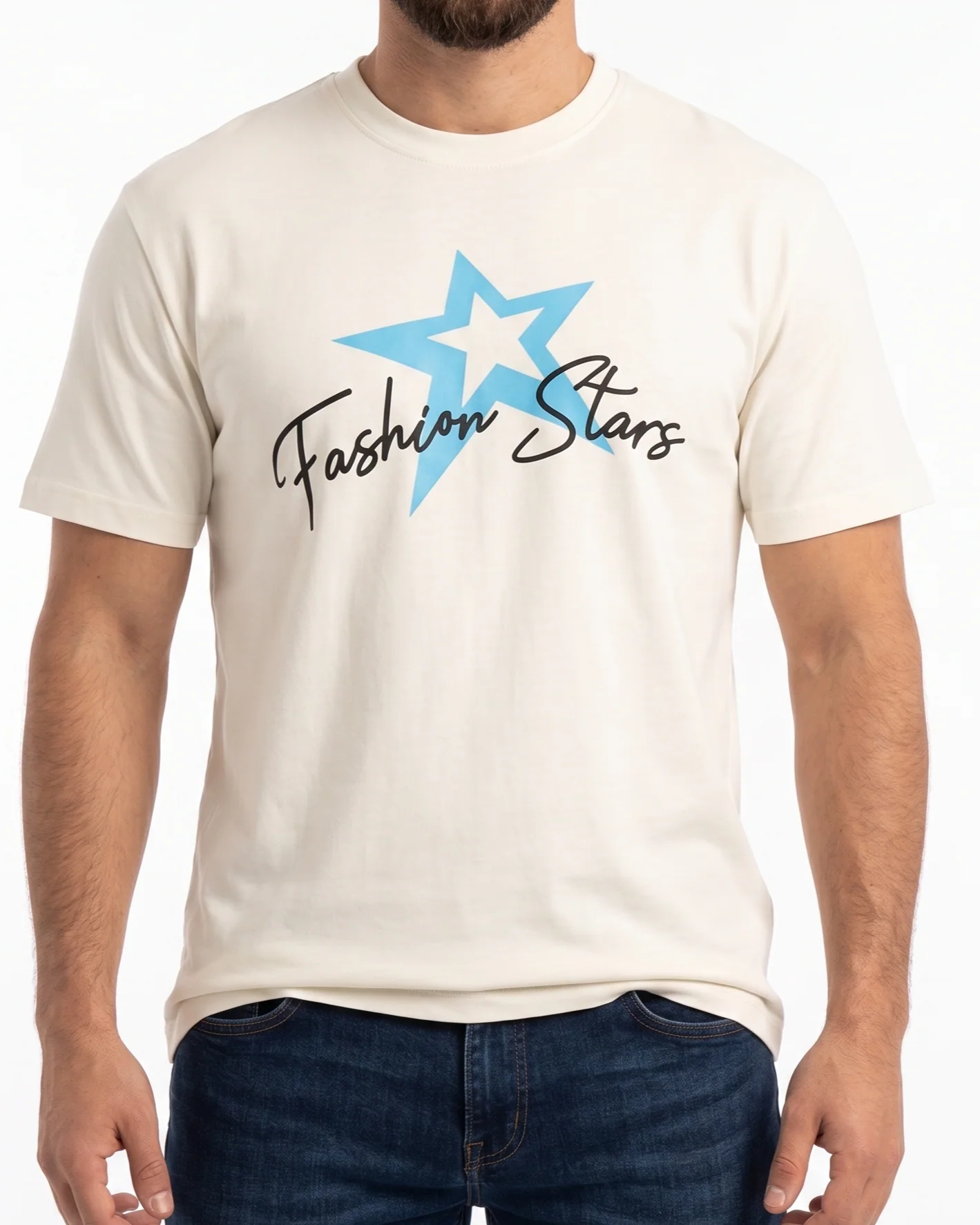 Men`s Printed T-Shirt Over Size –White