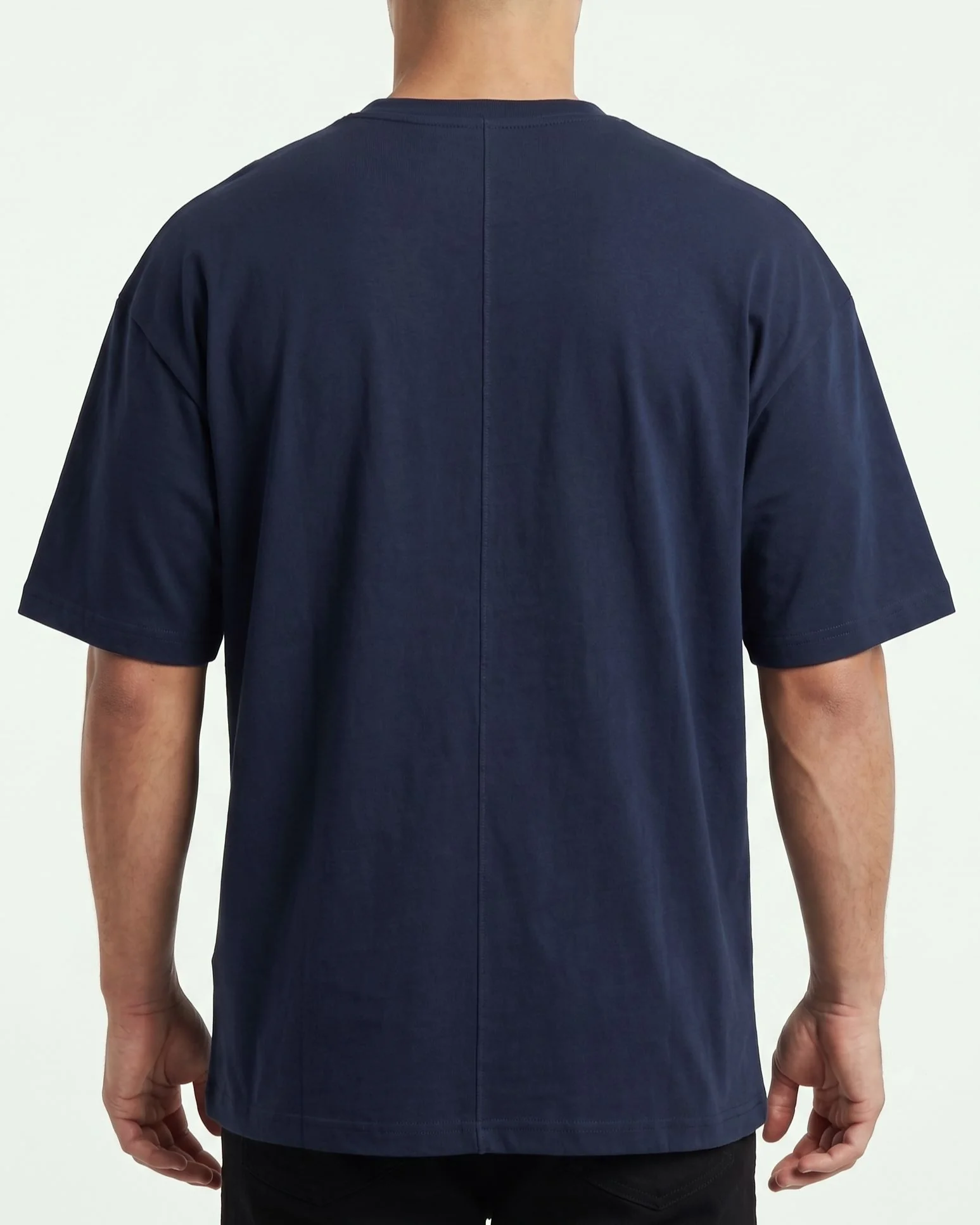 Men`s Printed T-Shirt Over Size-Navy - Image 2
