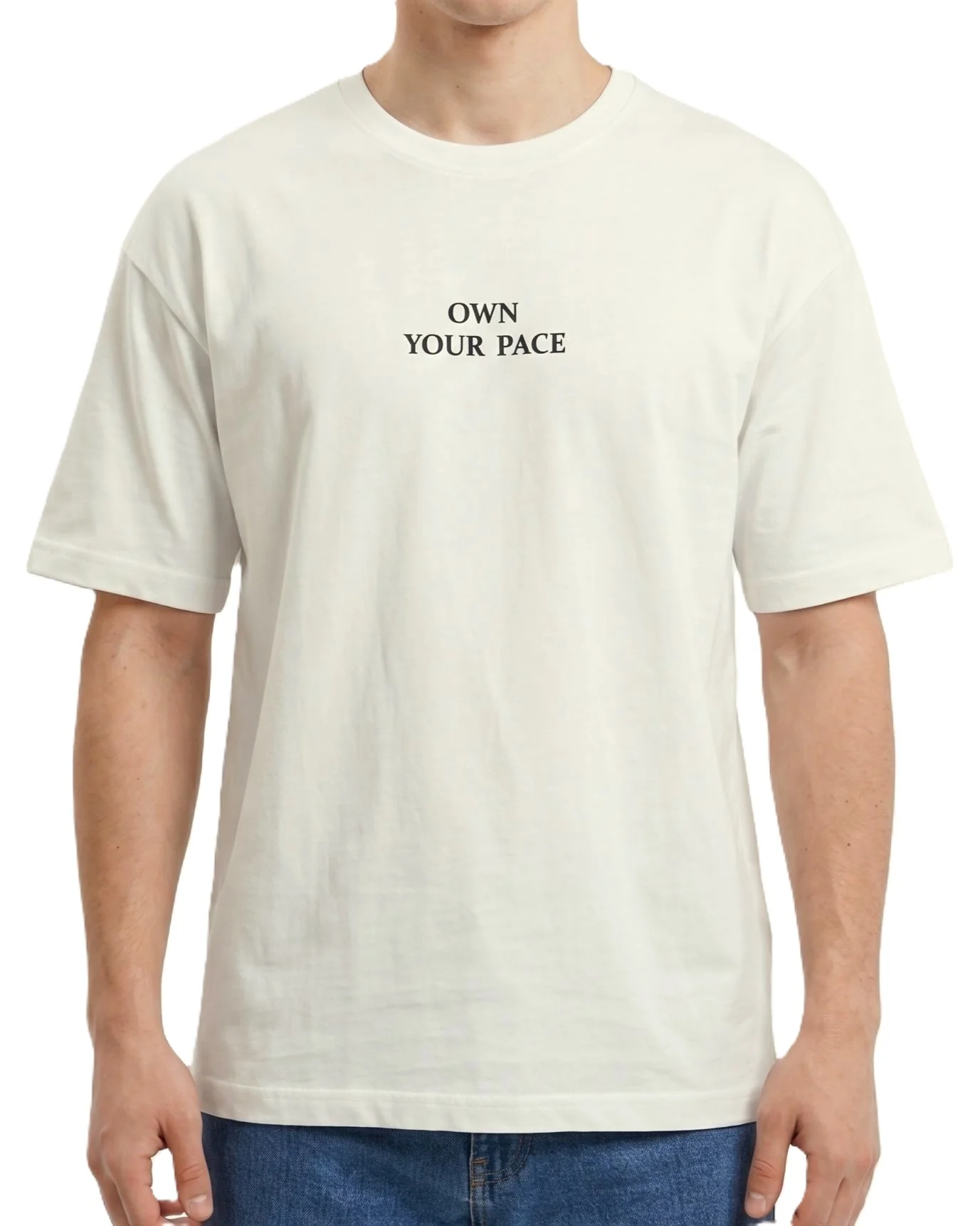 Men`s Printed T-Shirt Over Size-Off-White