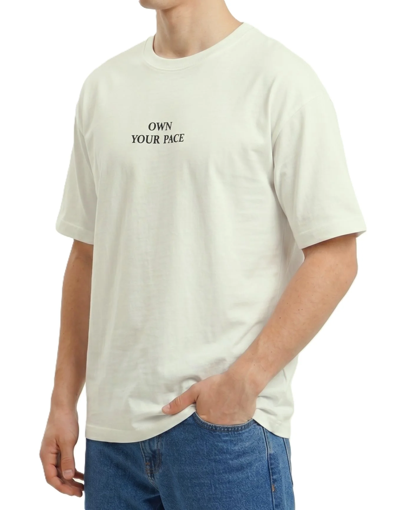 Men`s Printed T-Shirt Over Size-Off-White - Image 2
