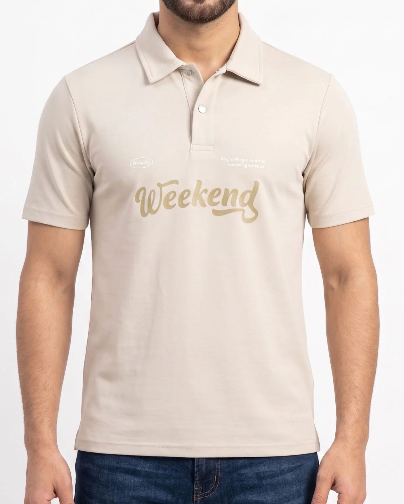 Men's printed short-sleeved polo shirt