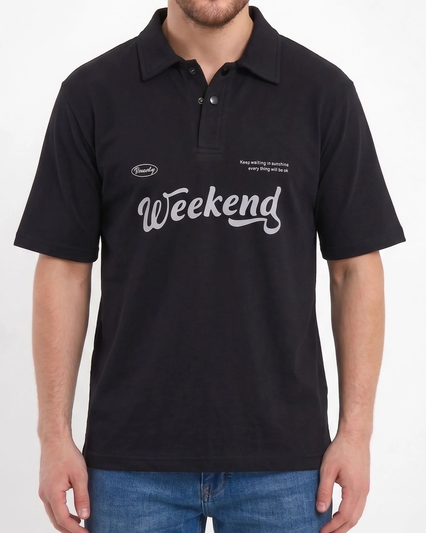 Men's printed short-sleeved polo shirt - Image 2
