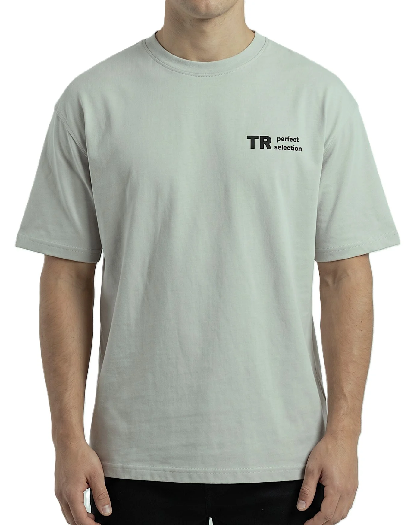 Men`s Printed T-Shirt Over Size-Silver