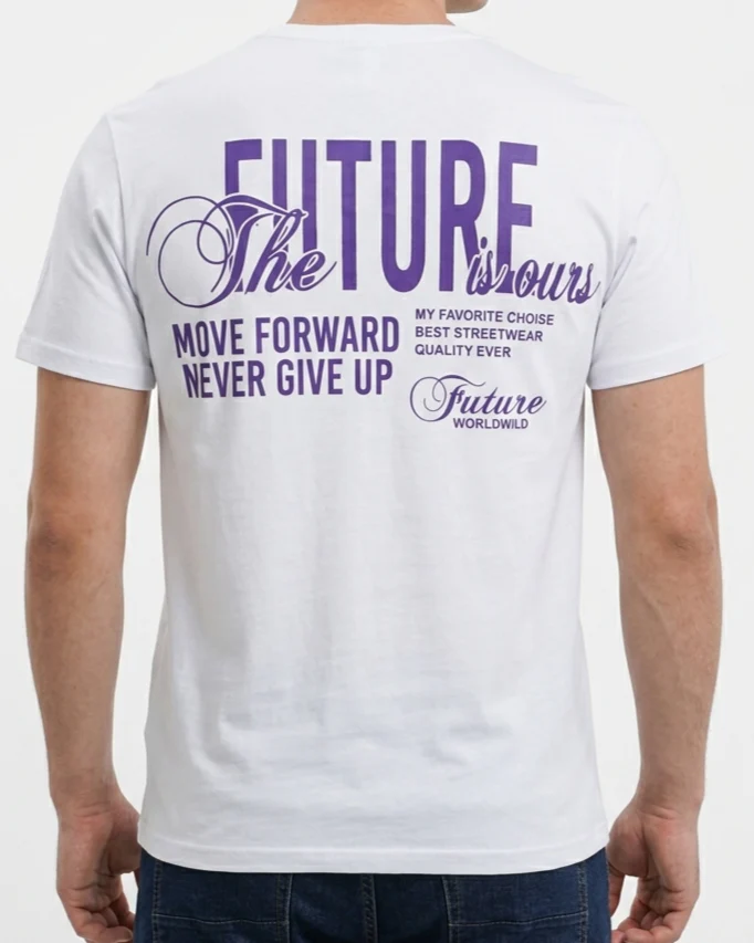 Men`s Printed T-Shirt – Short Sleeve - White - Image 2