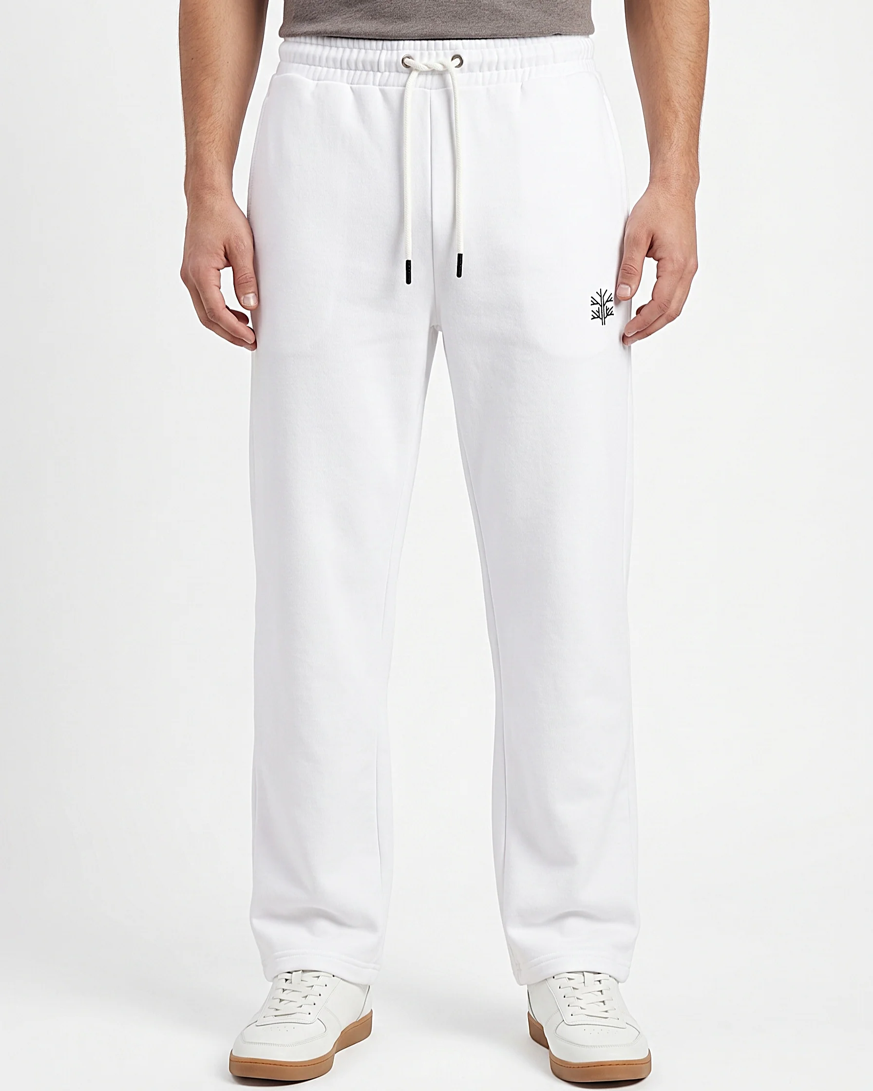 Men`s Sweatpants Wide leg Fashion-White