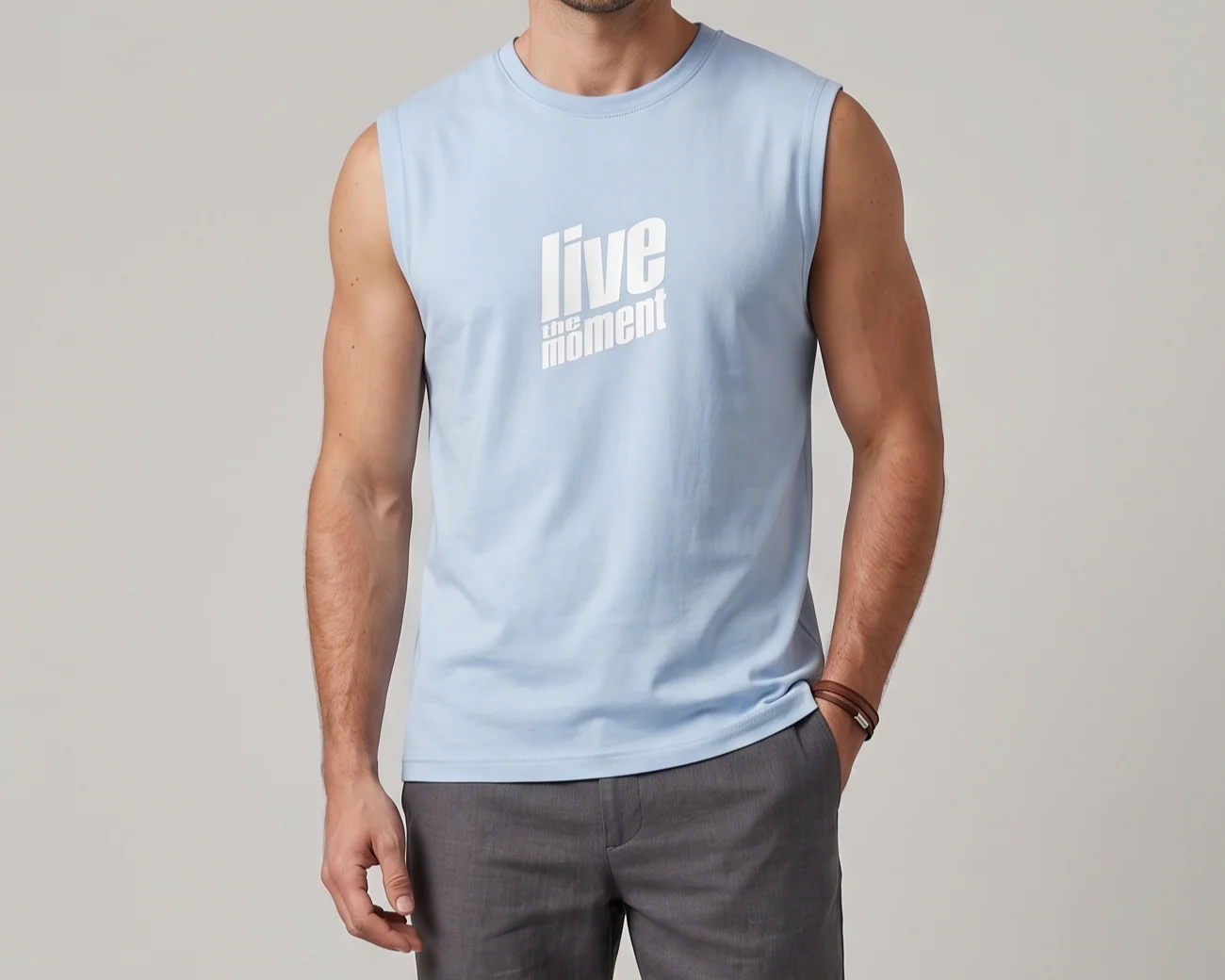 Men's Baby Blue Sleeveless T-Shirt | TREE