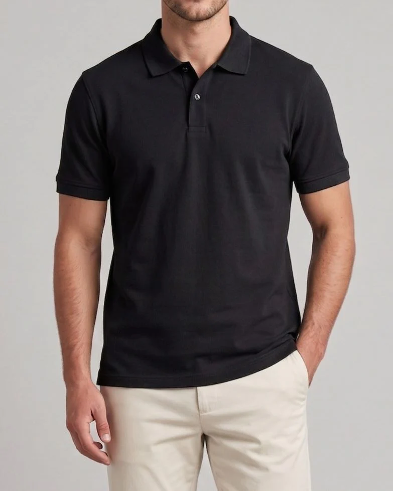 Men's Casual Polo Shirt - Short Sleeve -Black