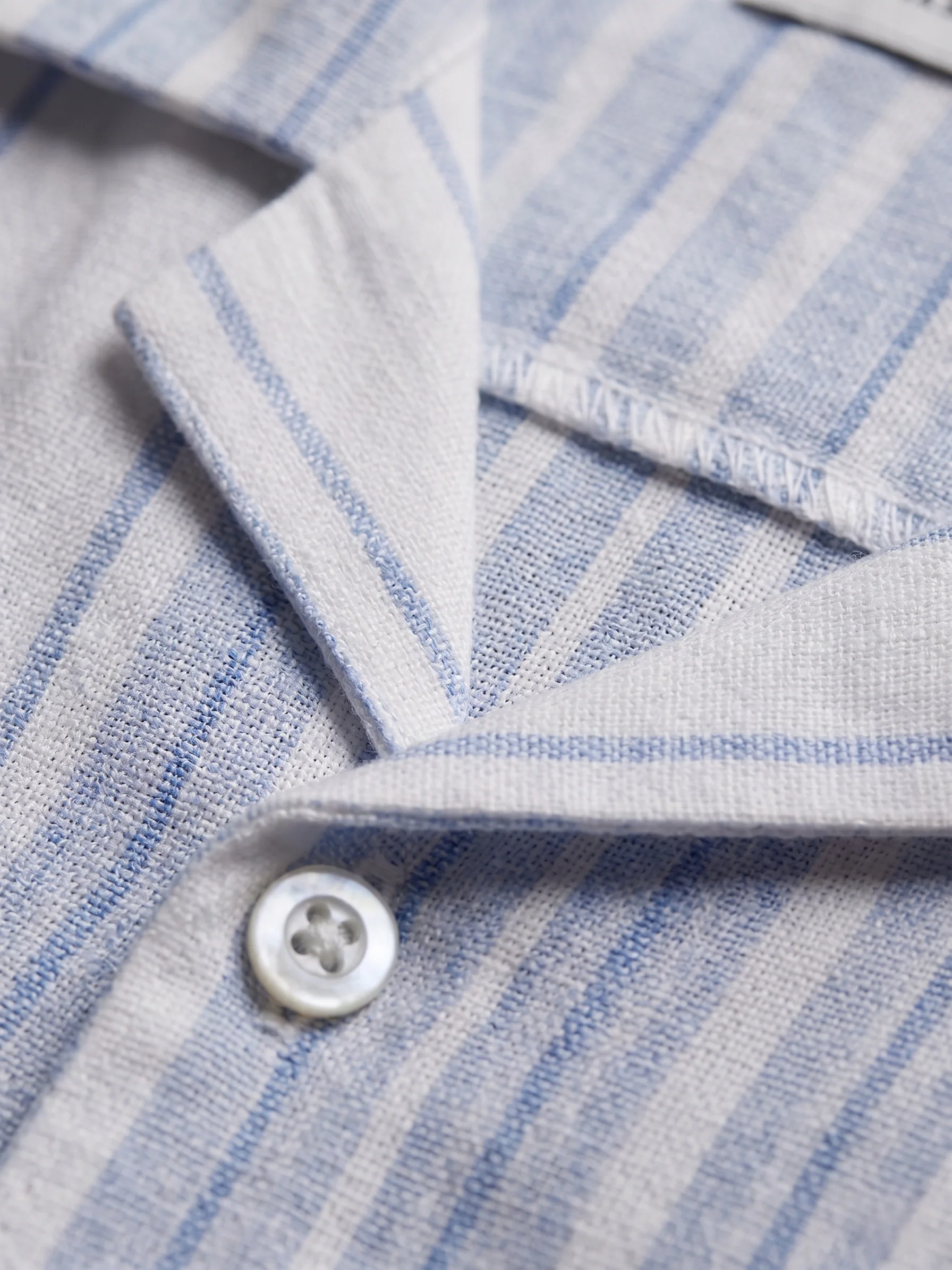 Men's Casual Striped Shirt – Short Sleeve - Light Blue - Image 2