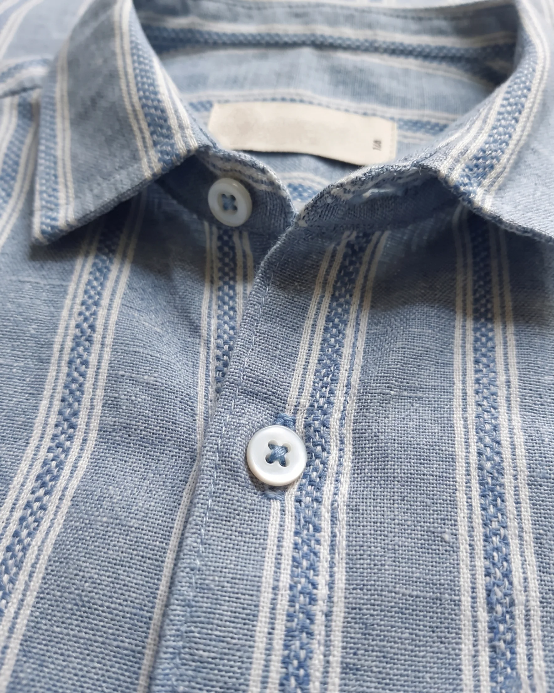 Men's Casual Striped Shirt – Short Sleeve -Light Blue - Image 2