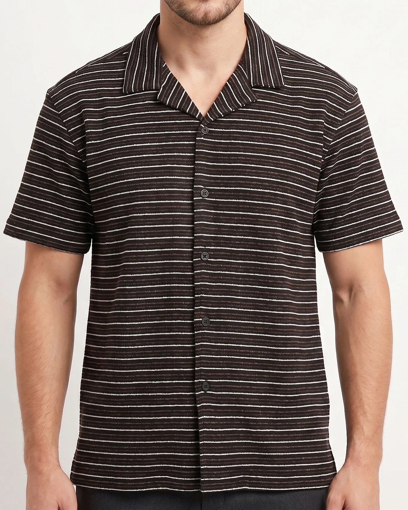 Men's Casual Striped Shirt – Short Sleeve
