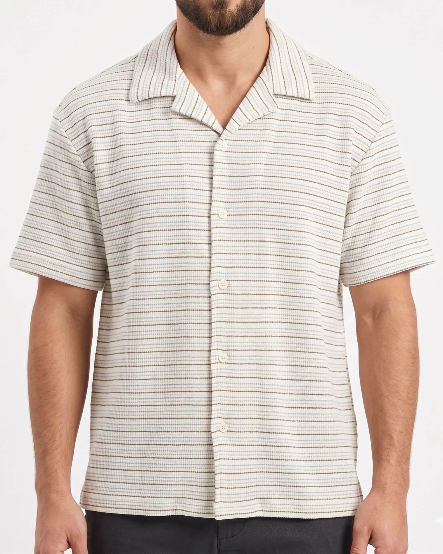 Men's Casual Striped Shirt – Short Sleeve - Image 2