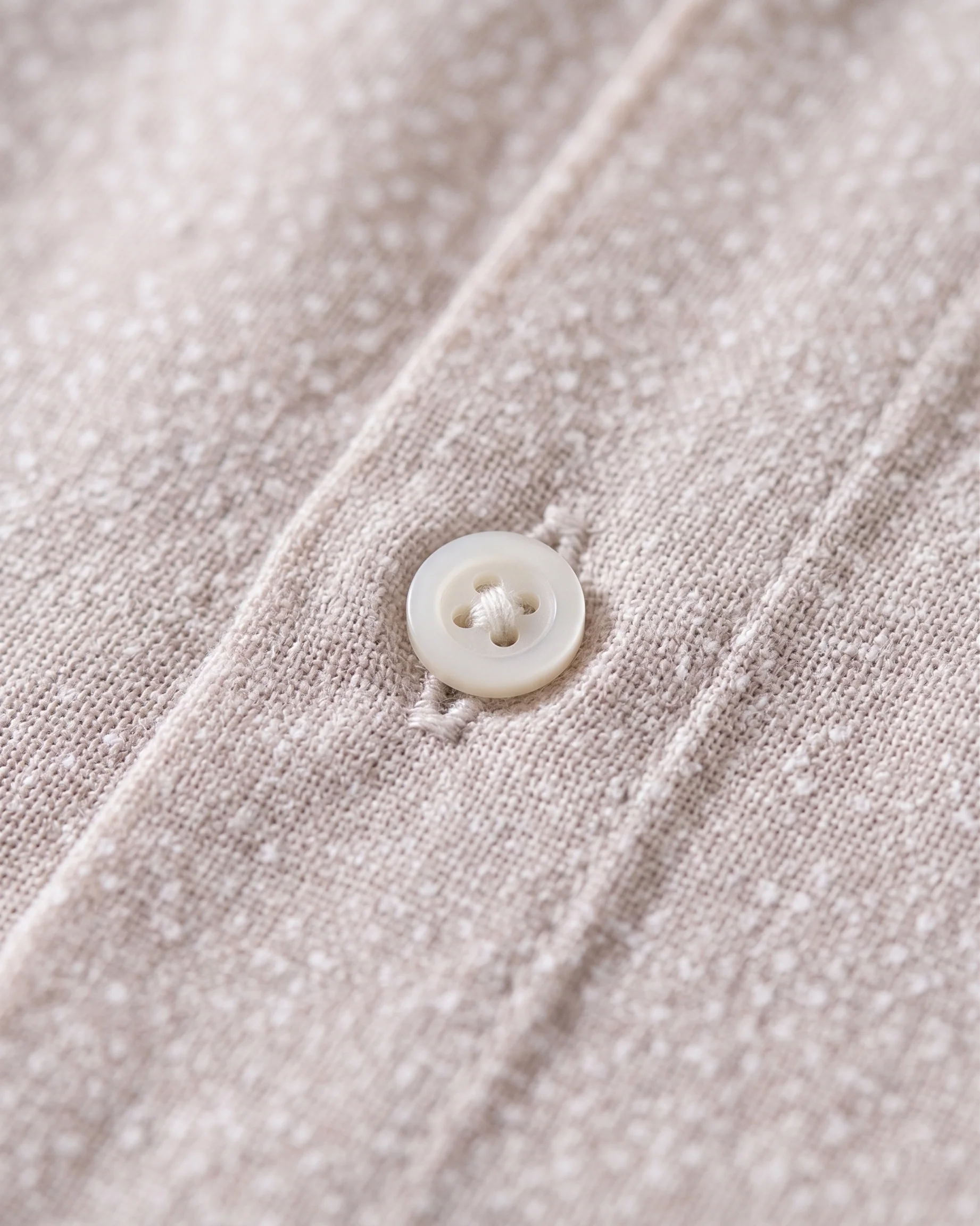 Men's Fashion Short Sleeve Linen Shirt - Beige - Image 2