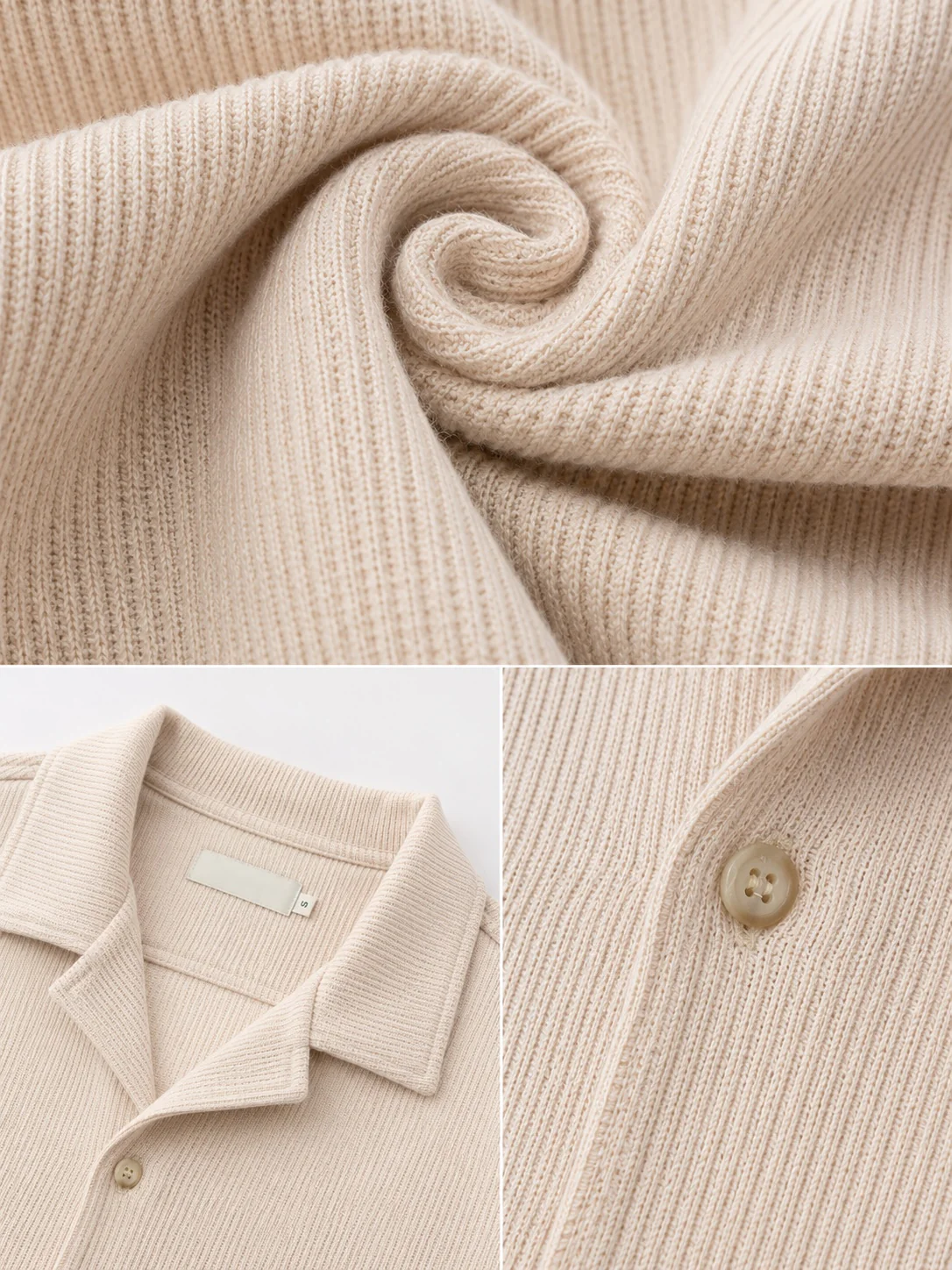 Men's Fashion Short Sleeve Shirt-Light Beige - Image 2