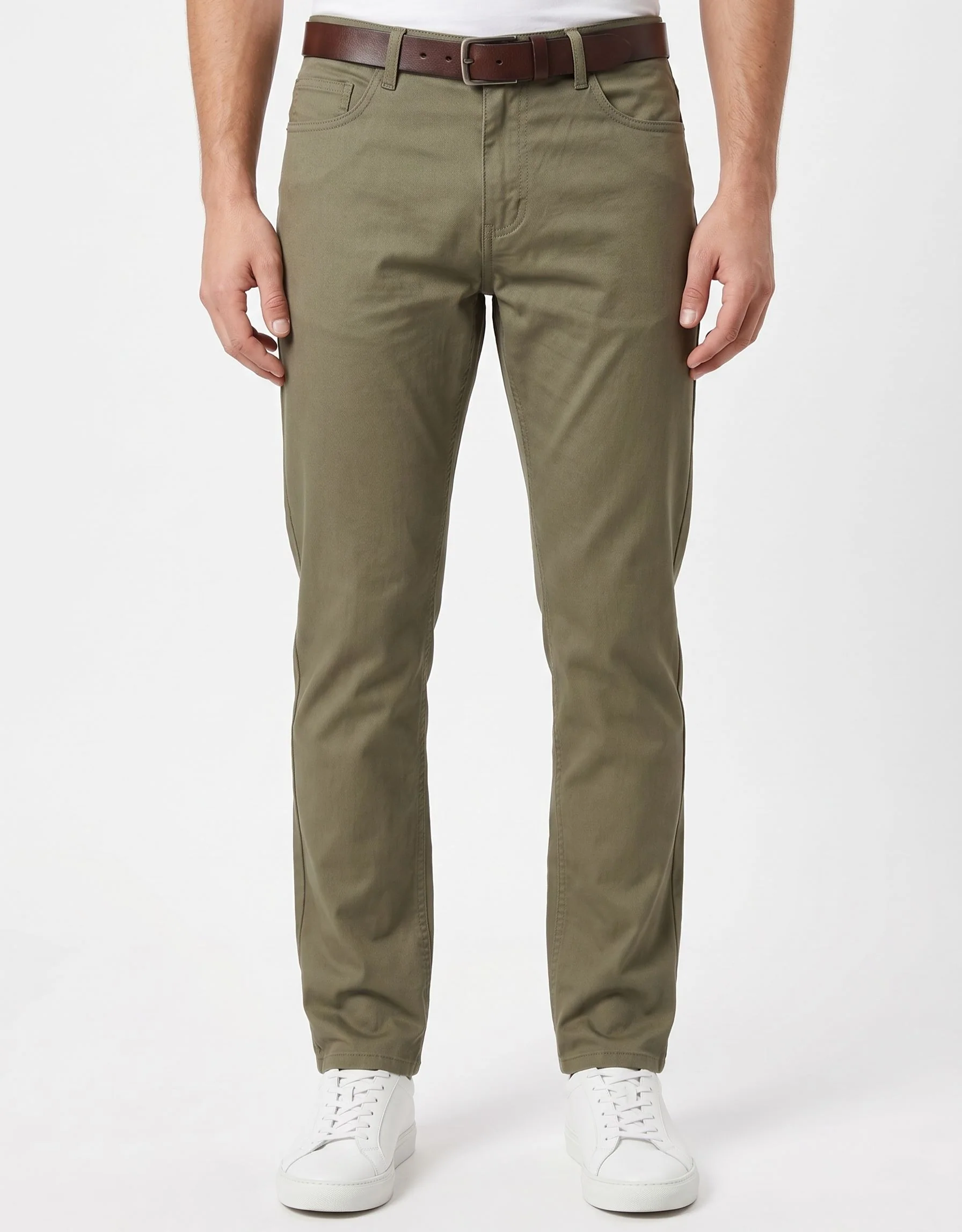 Men's Gabardine Pants 5 Pocket Regular fit -Olive