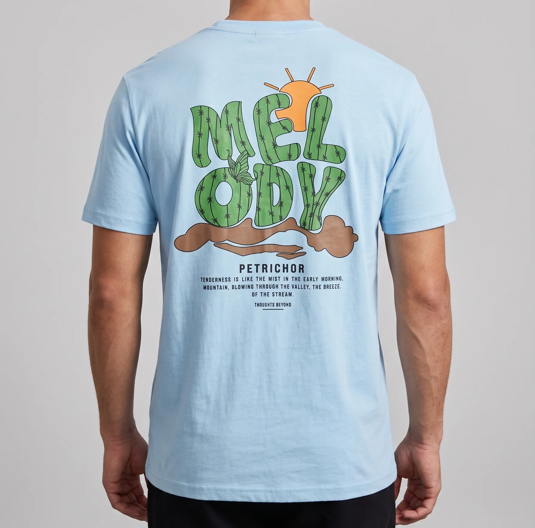 Men`s Printed T-Shirt – Light Blue - Image 2