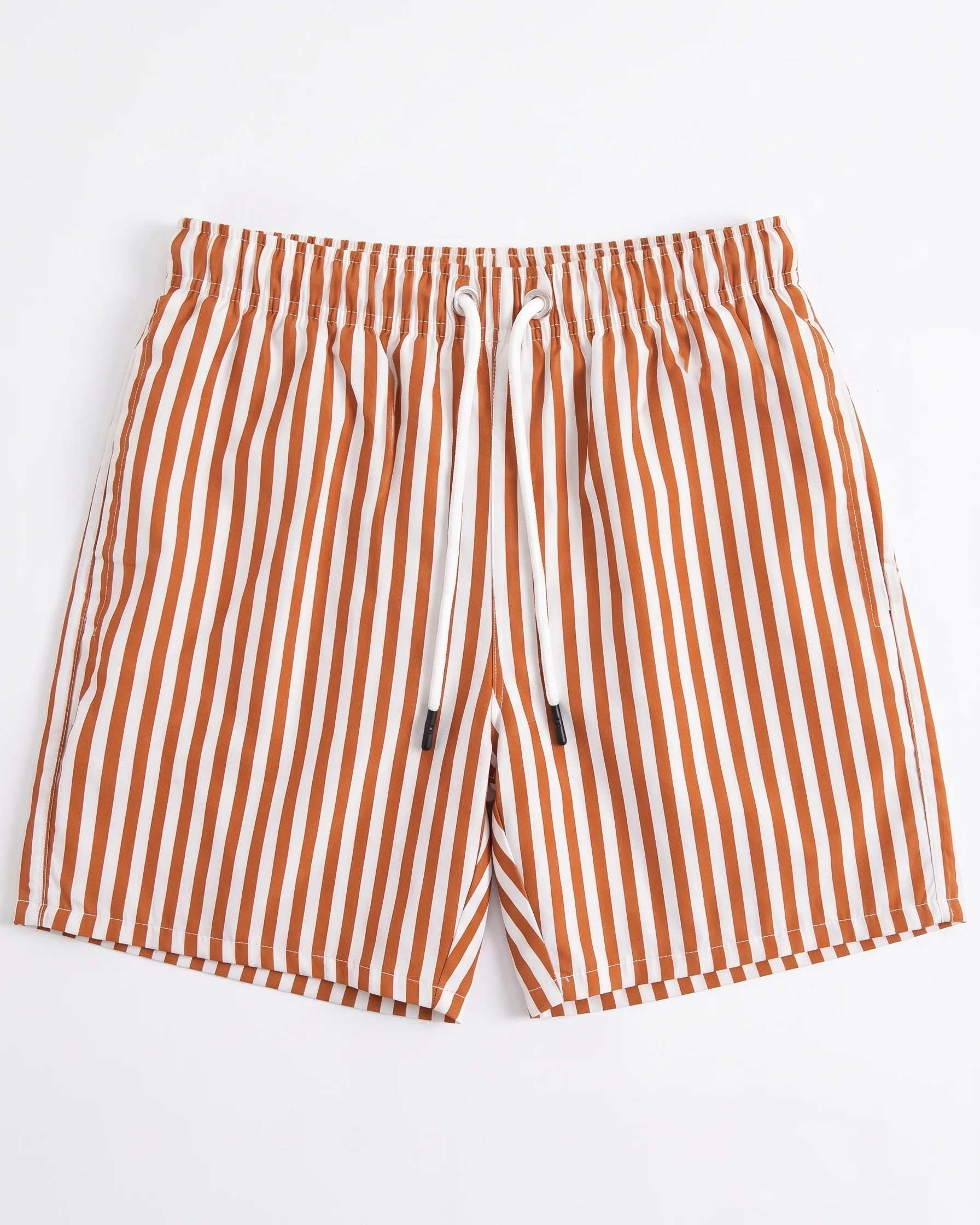 Men's Striped Swim Shorts - Orange & White