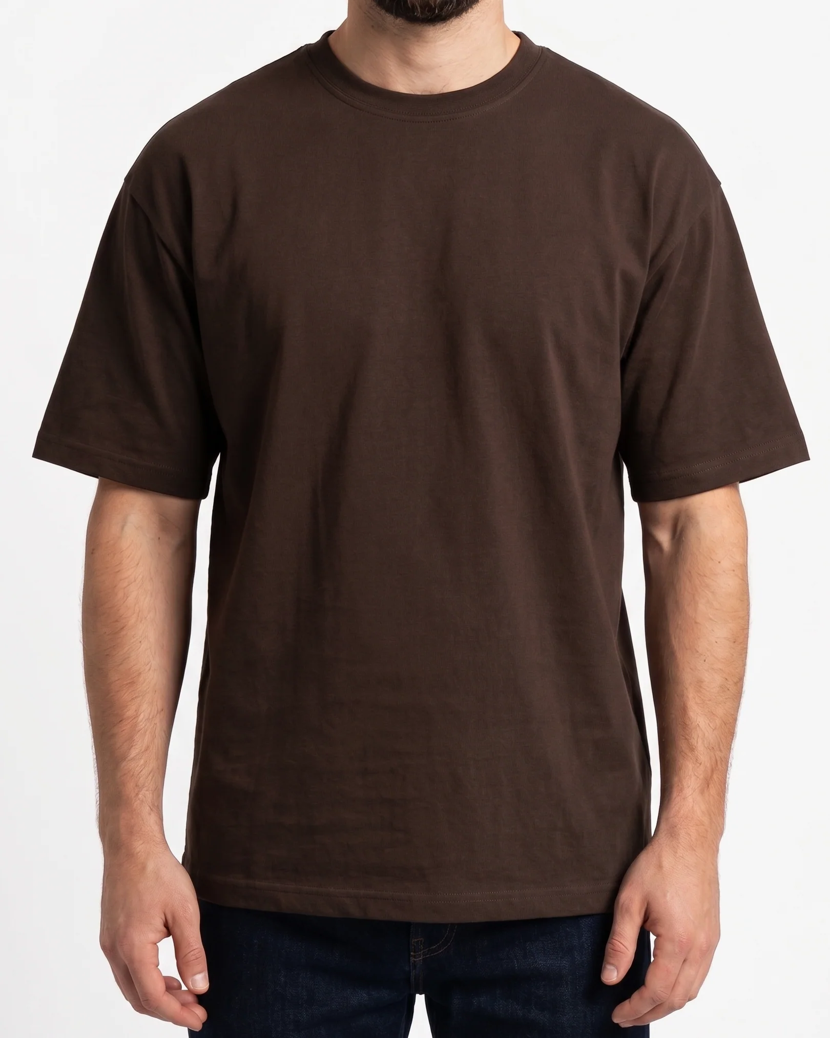 Men`s Printed T-Shirt Over Size-Brown - Image 2