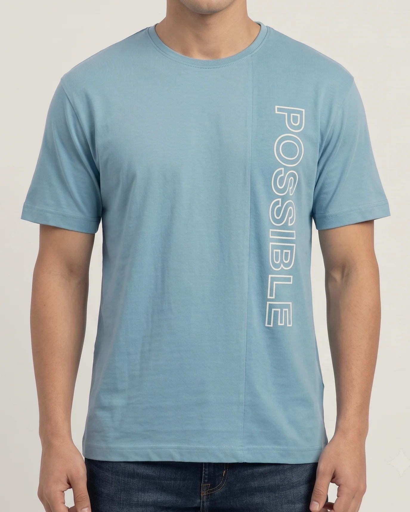 Men`s Printed T-Shirt Over Size –Light blue