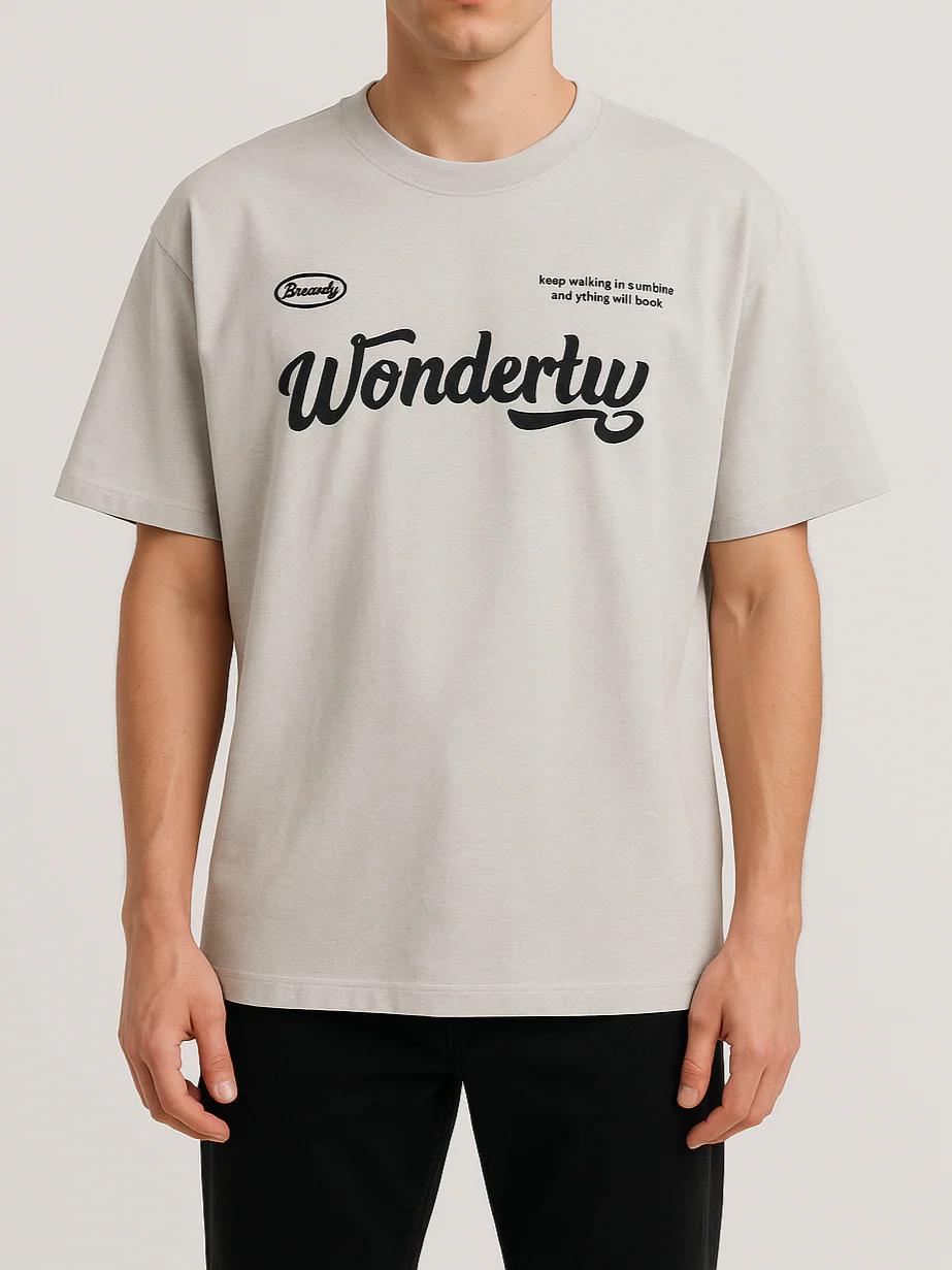 Men's Oversized Printed T-Shirt - Grey | TREE