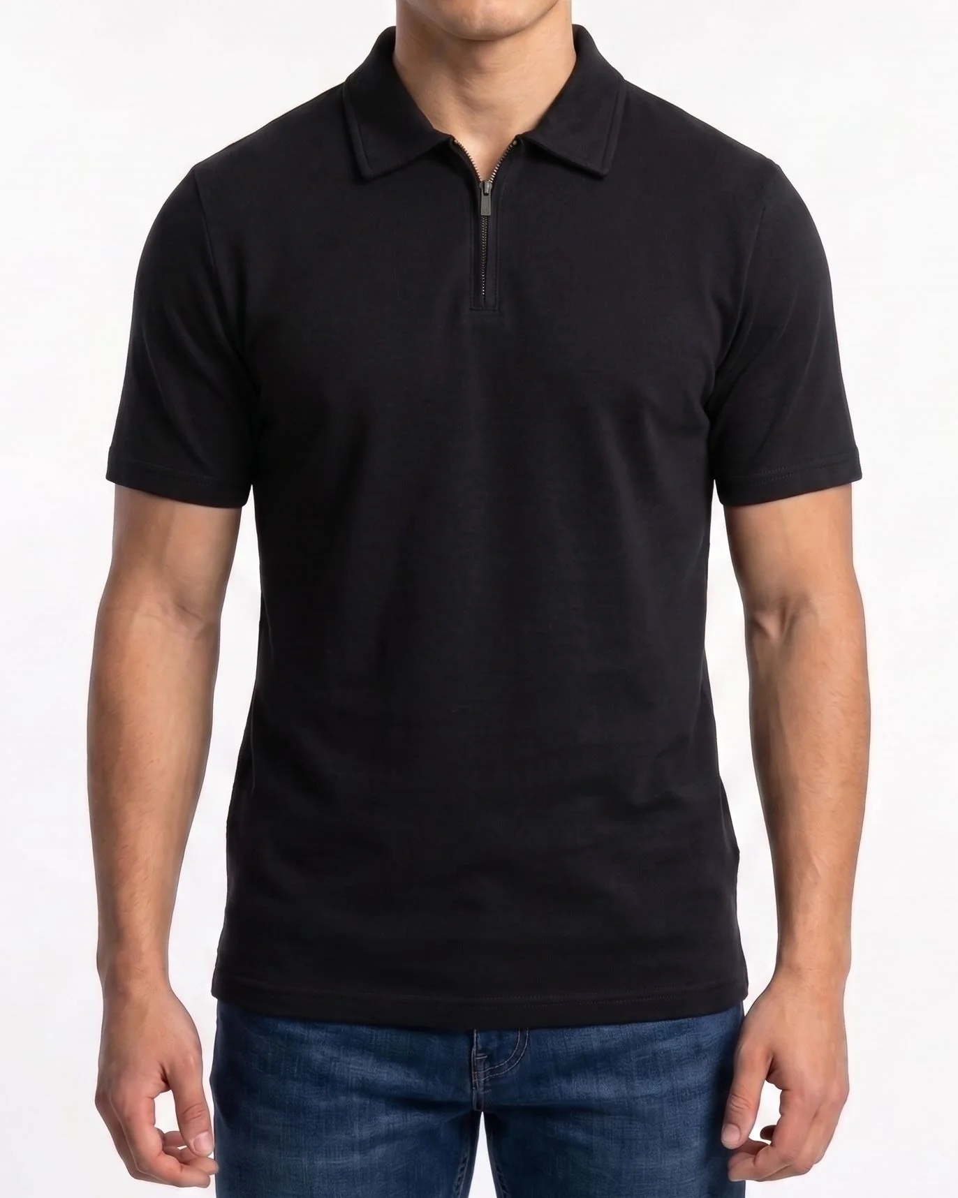 Men's polo shirt with half zip
