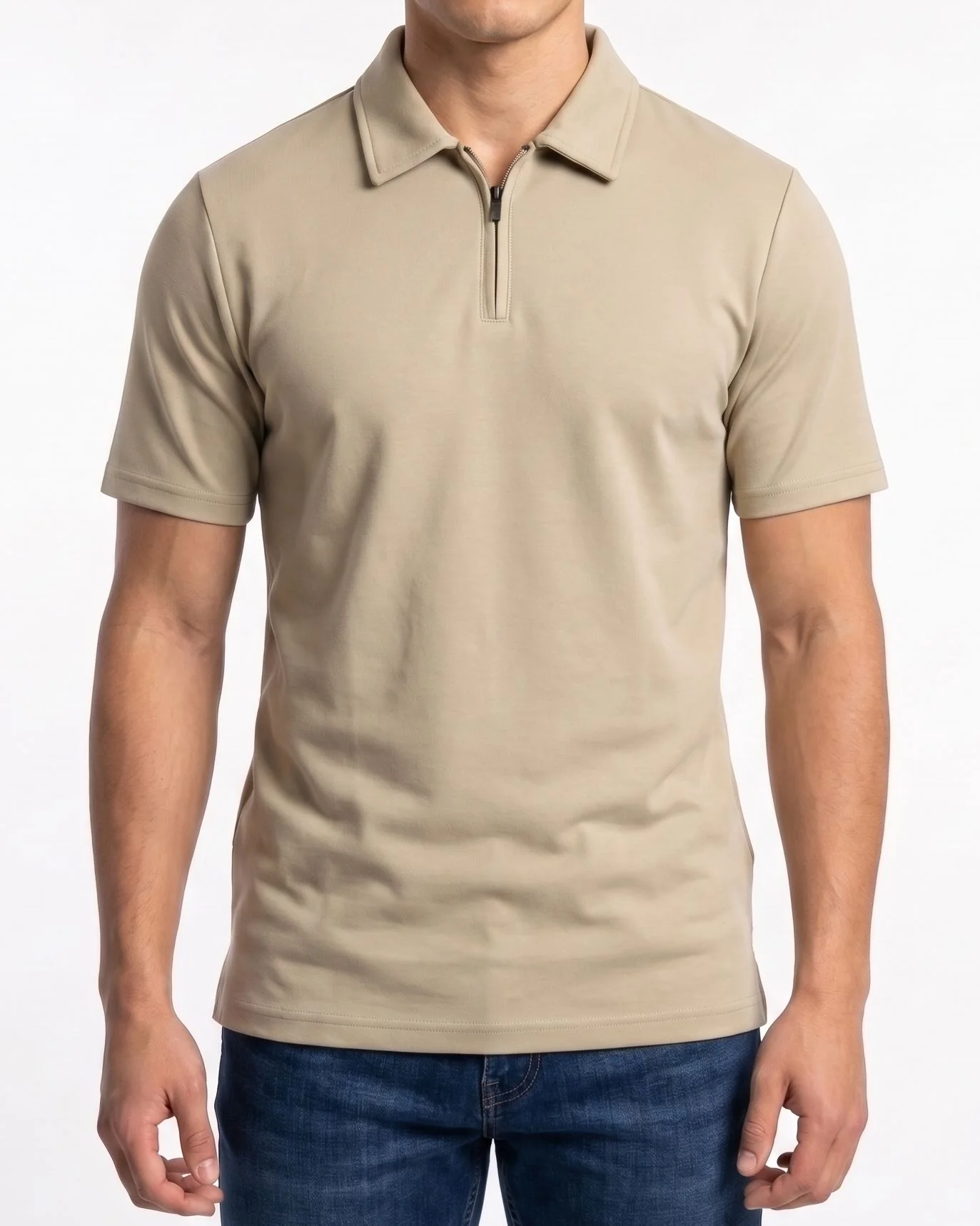 Men's polo shirt with half zip - Image 2