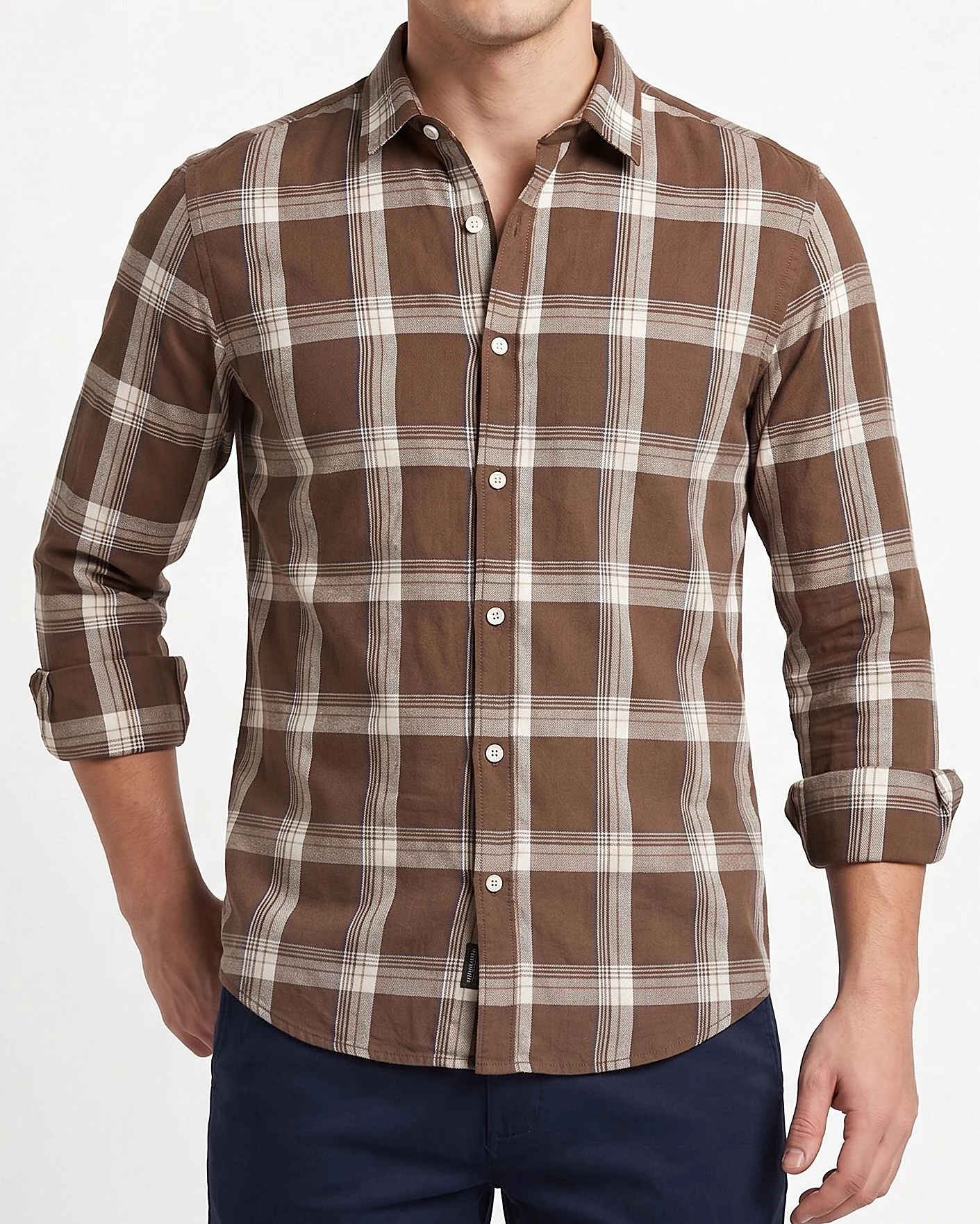 Men's checkered long-sleeved shirt