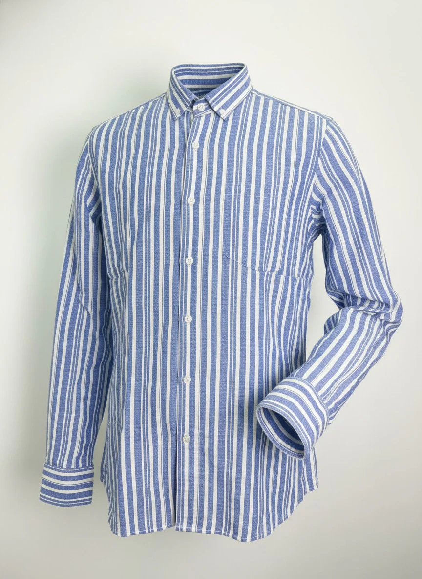 Men's striped shirt with long sleeves - blue