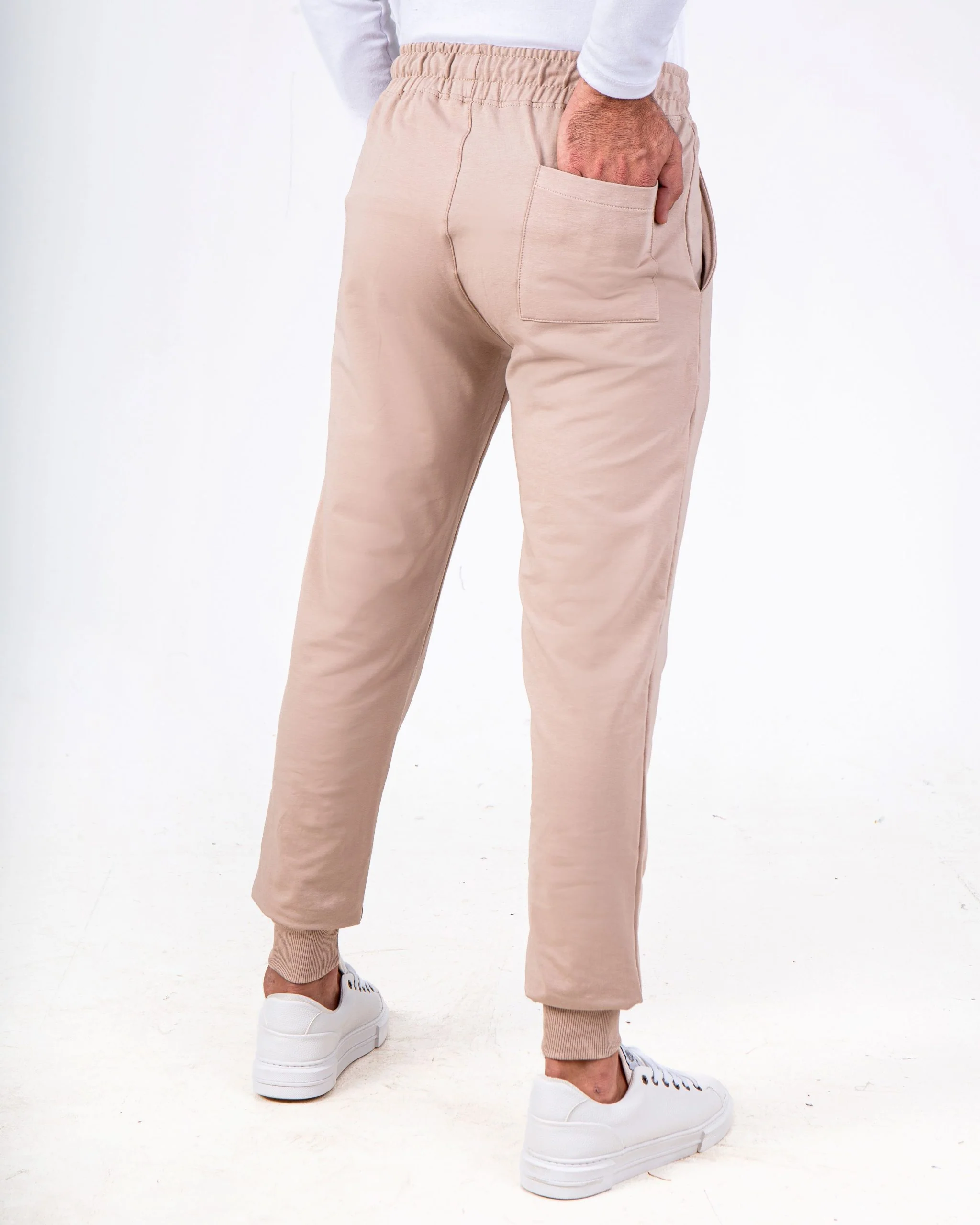 Men`s Sweatpants Regular Fit Elastic Band With Pockets Summer Milton - Beige - Image 2