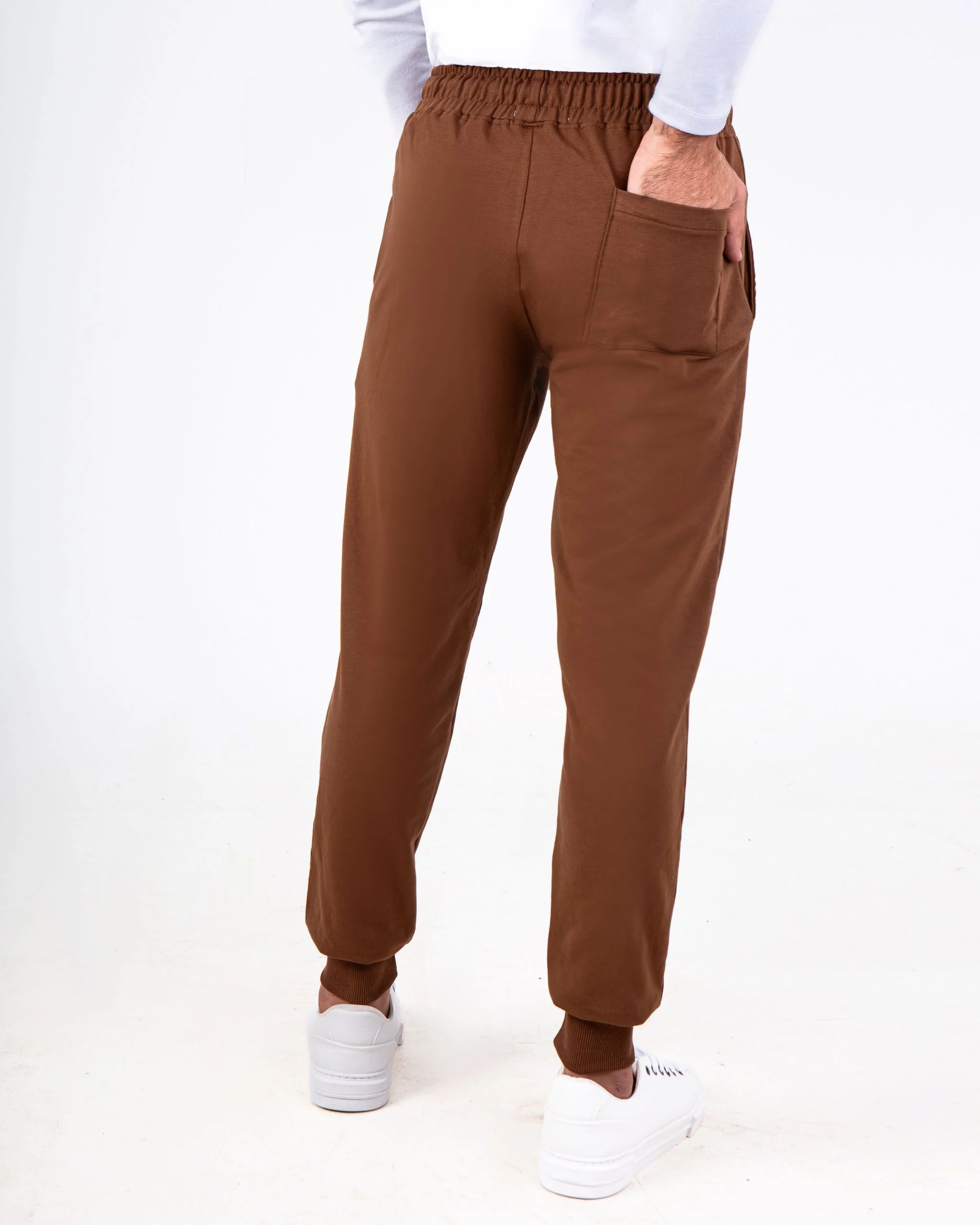 Men`s Sweatpants Regular Fit Elastic Band With Pockets Summer Milton - Brown - Image 2