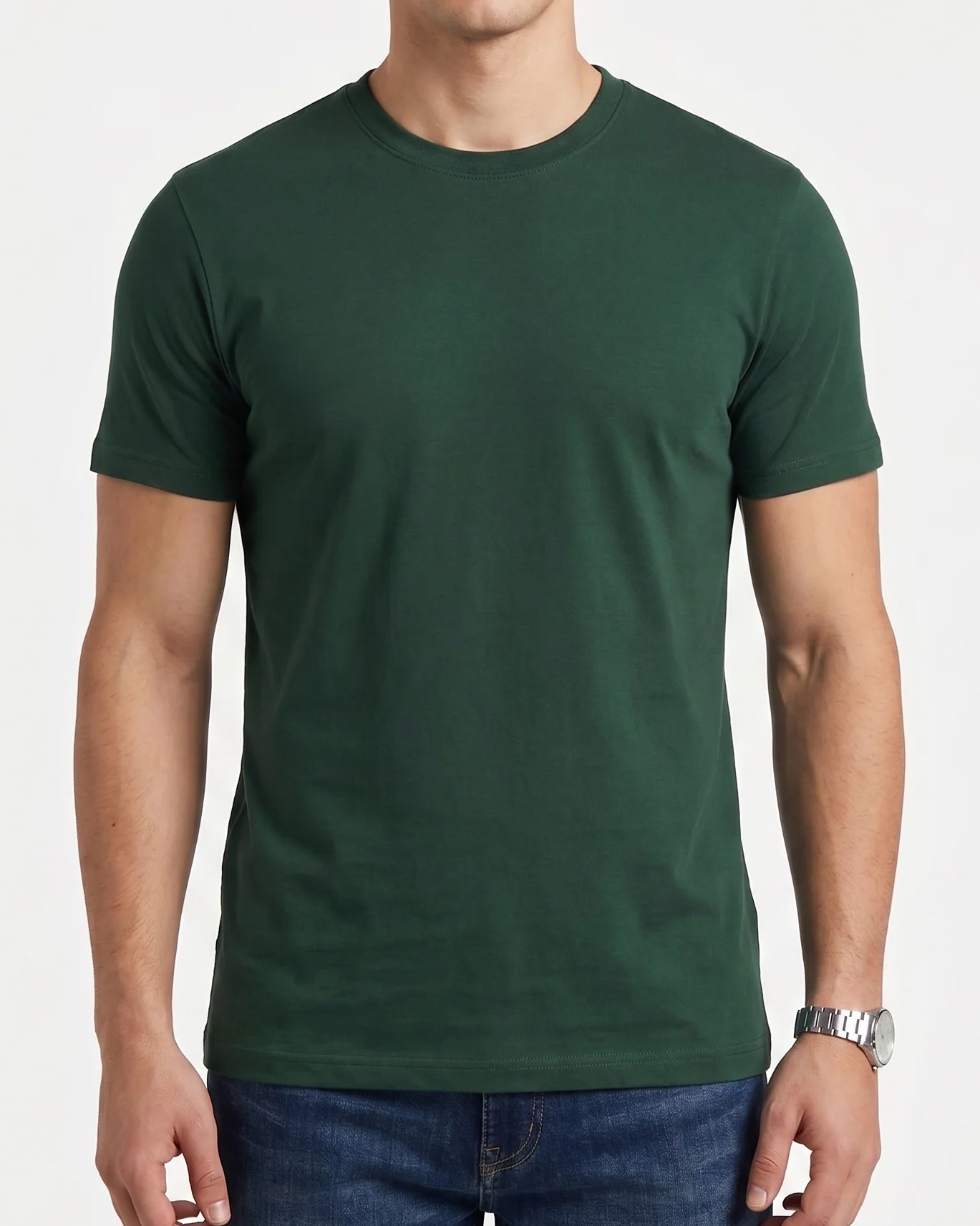 Men's T-Shirt Basic Round Neck -Olive