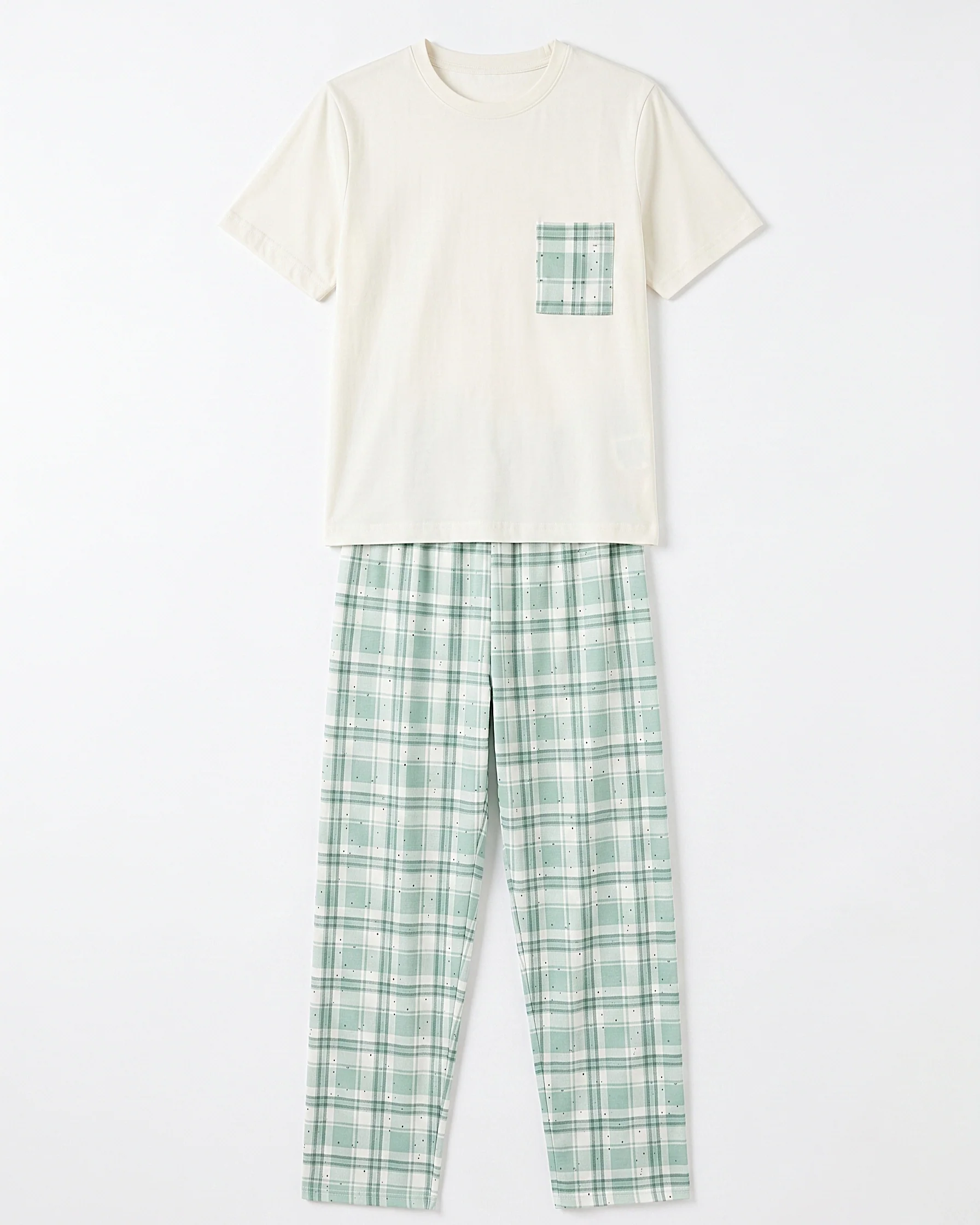 Women's short-sleeved plaid pajamas
