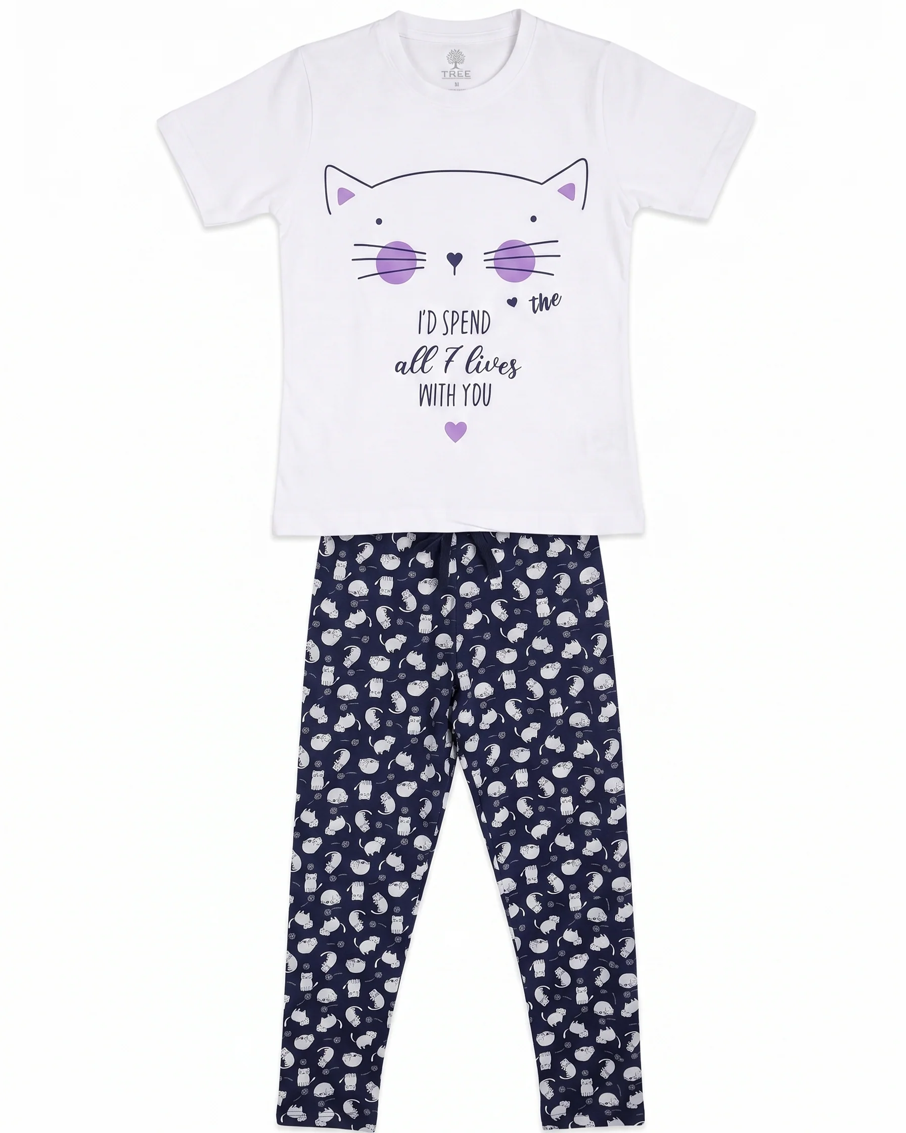 Woman's printed pajamas-White